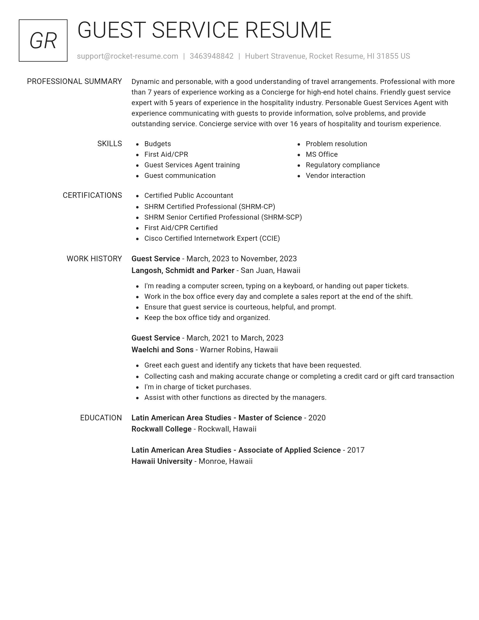 Renowned resume template