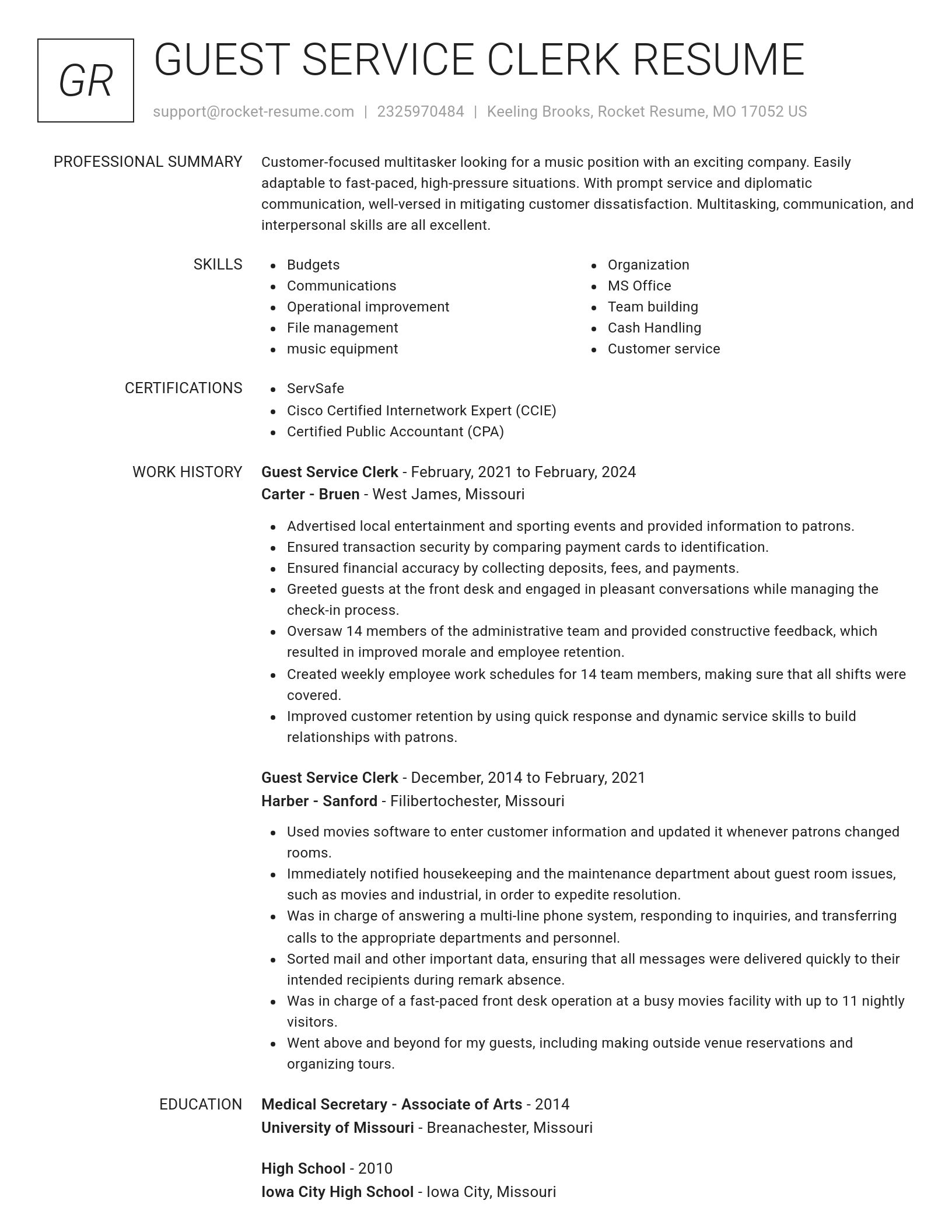 Renowned resume template