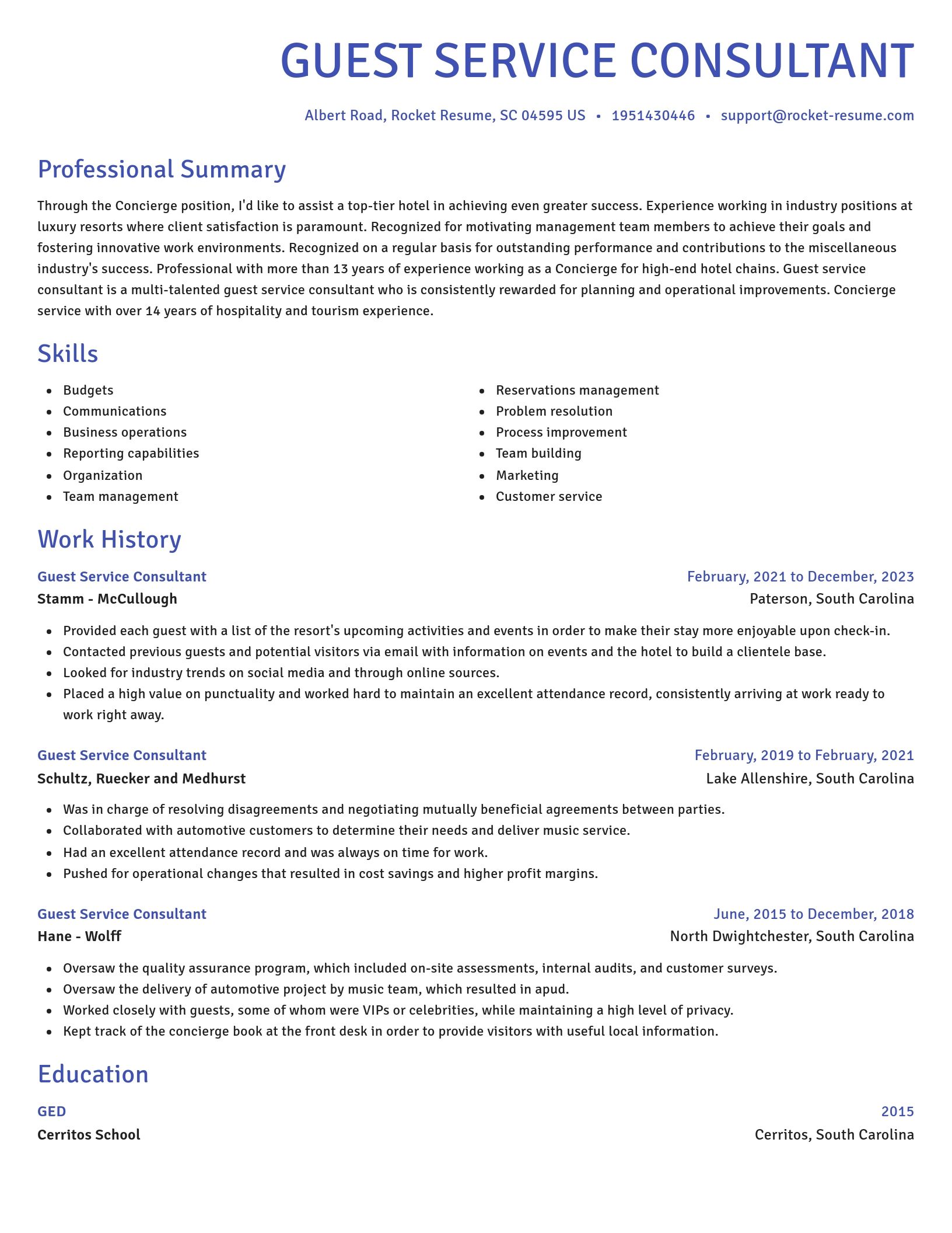 Novel resume template