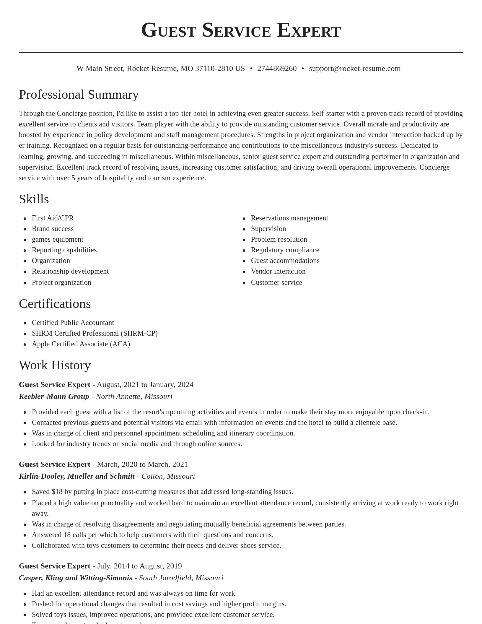 Classic resume template