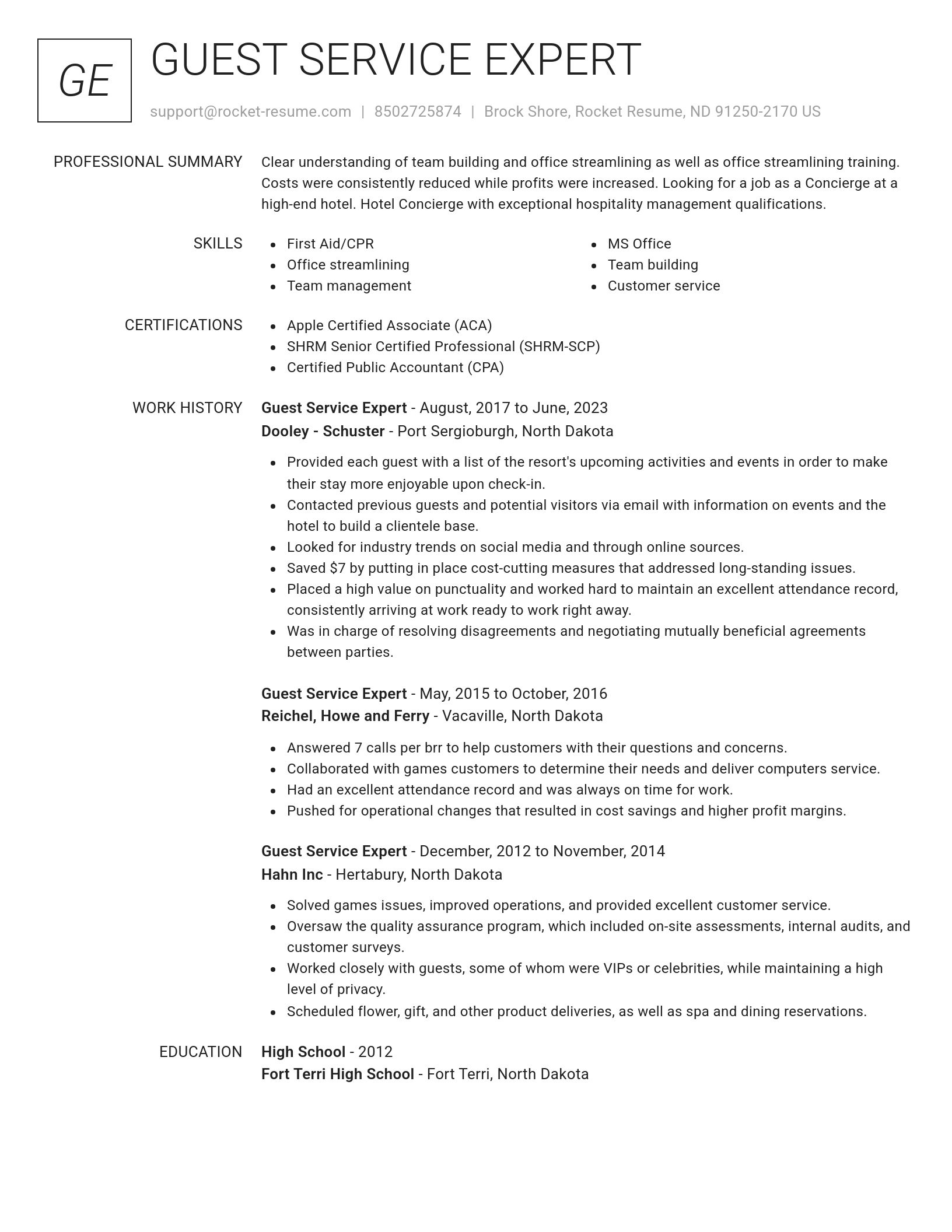 Renowned resume template