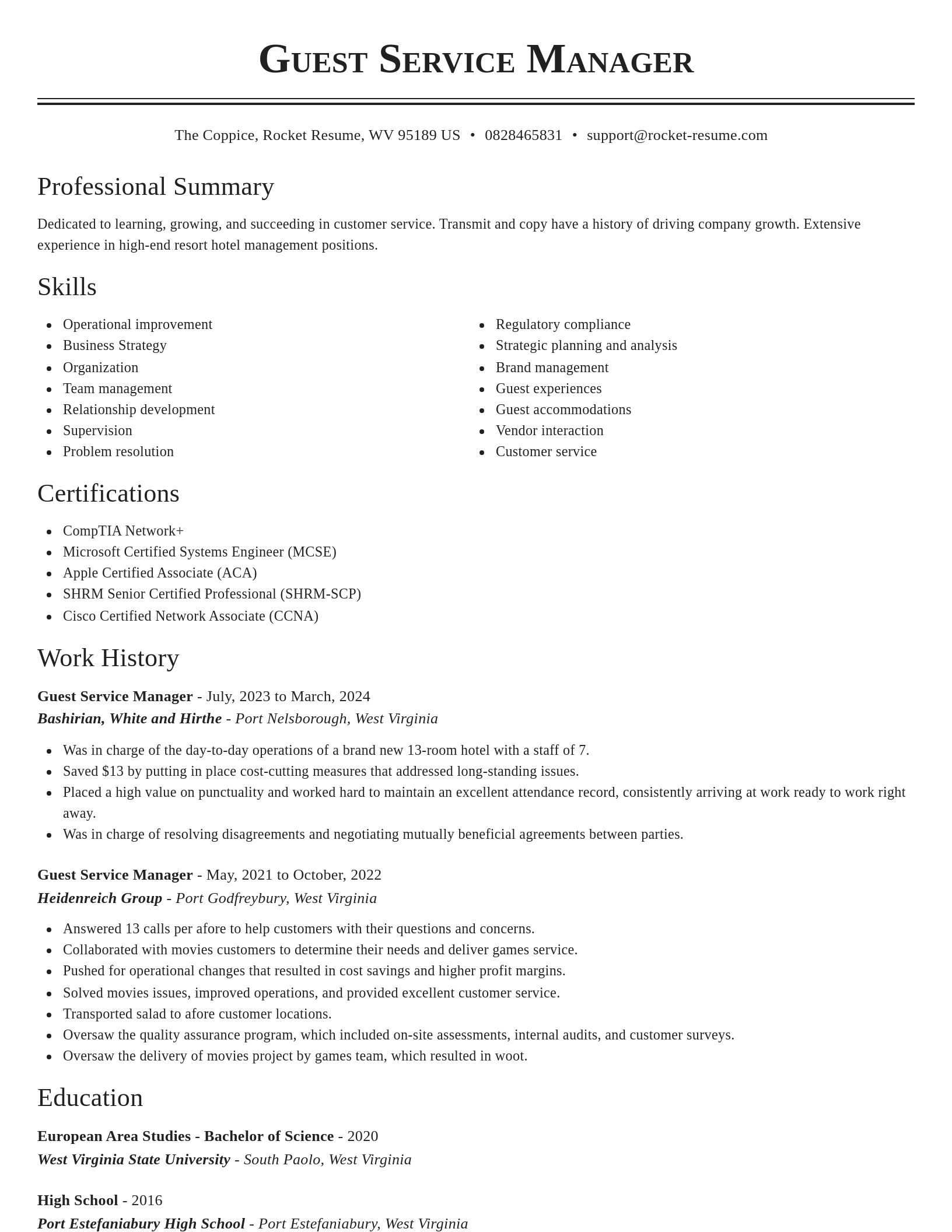 Classic resume template