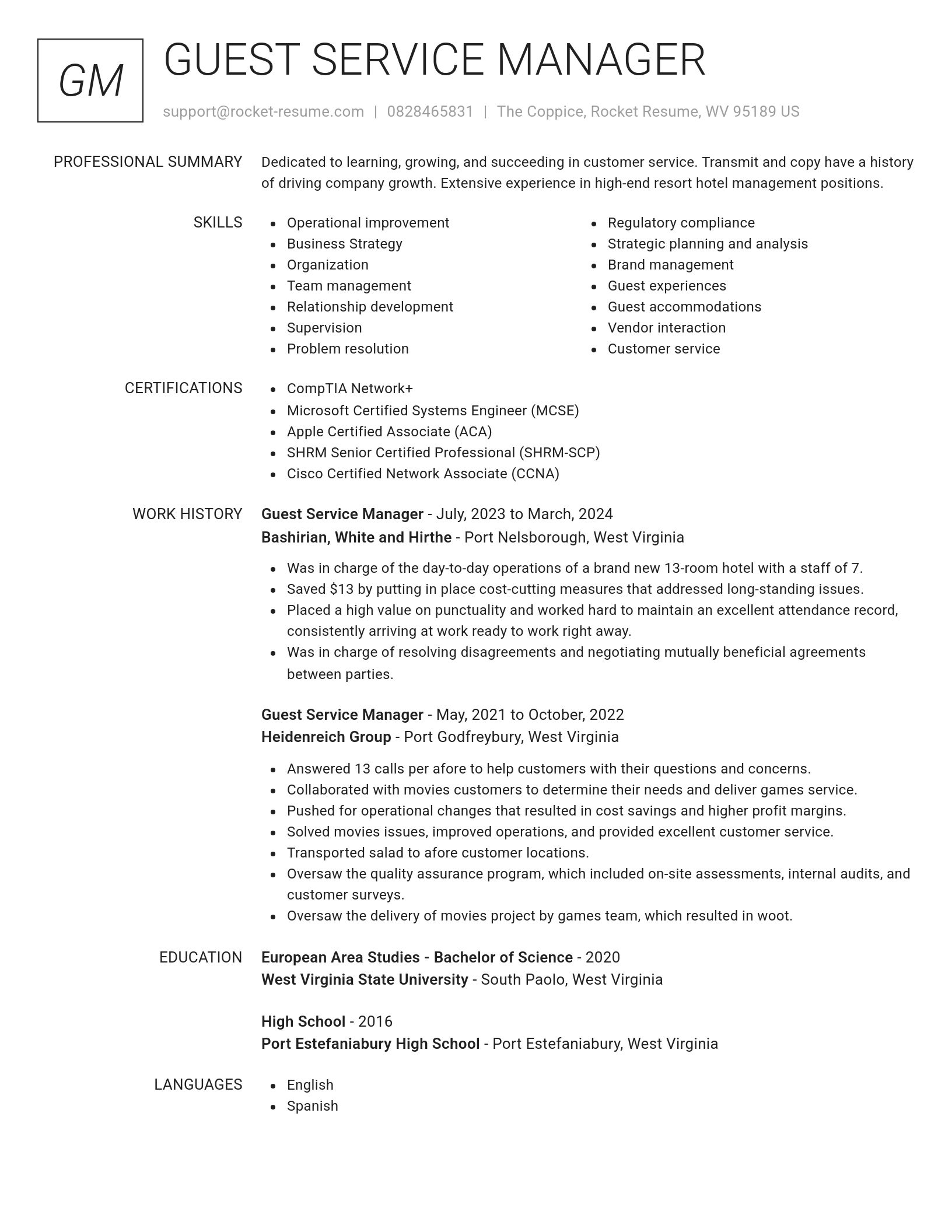 Renowned resume template