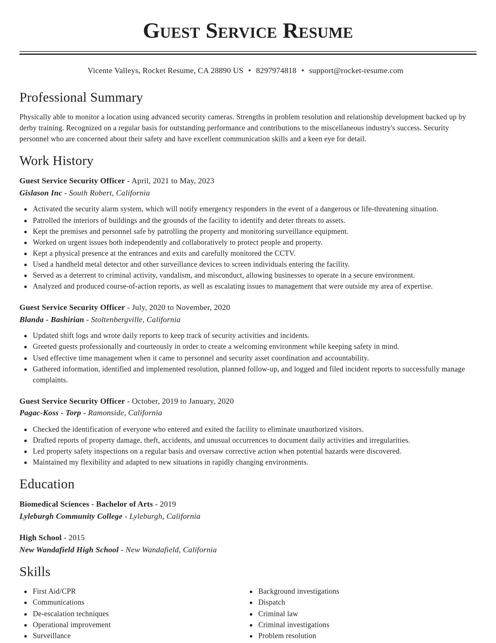 Classic resume template