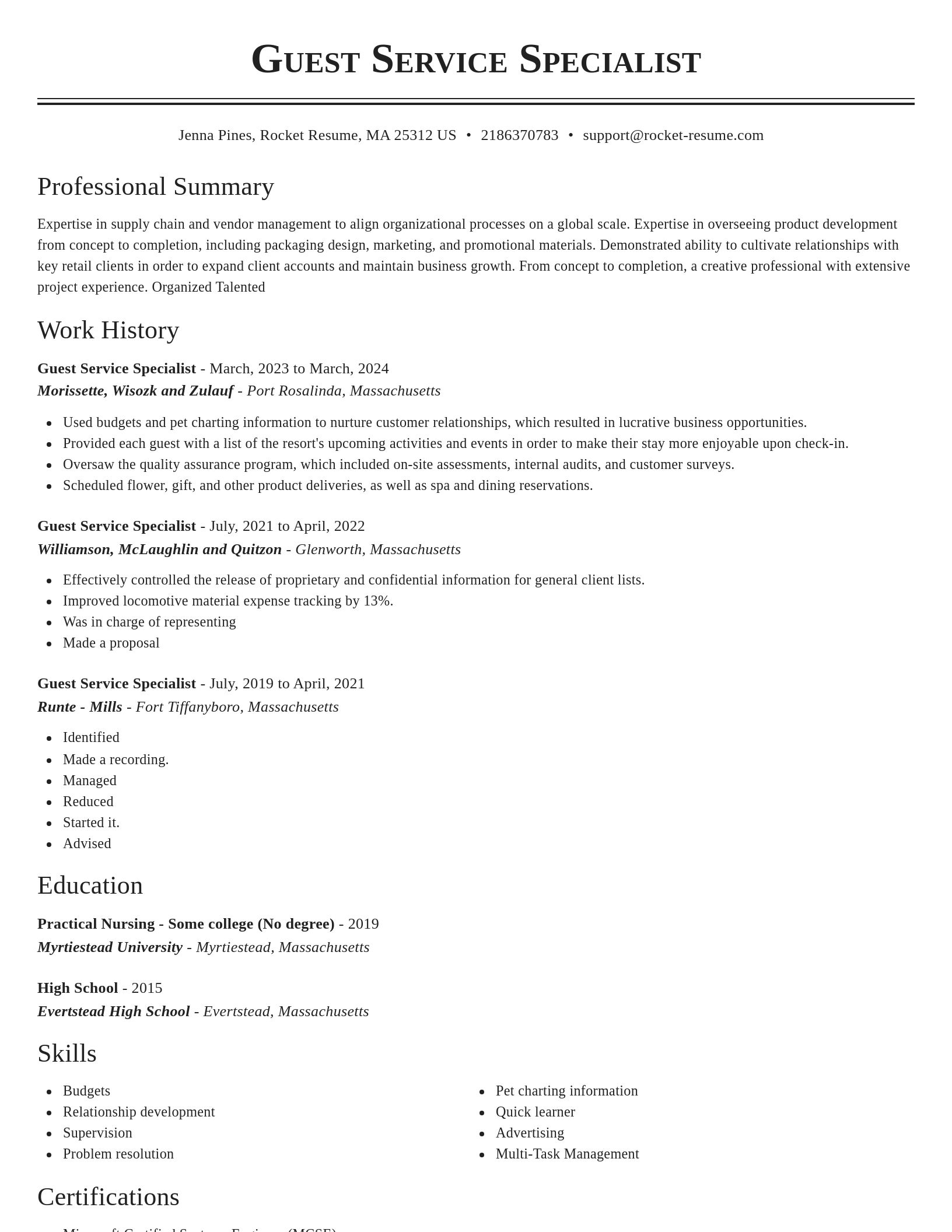 Classic resume template