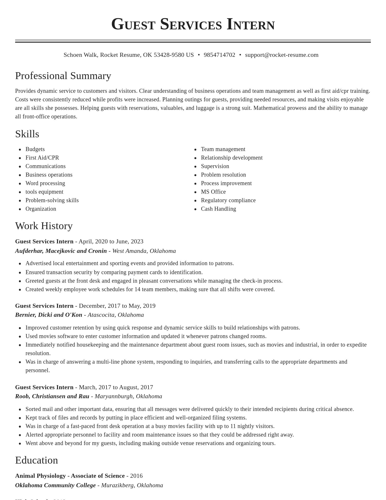 Classic resume template