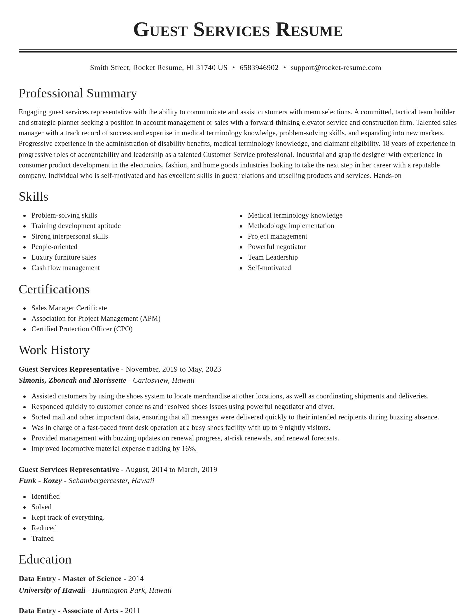 Classic resume template
