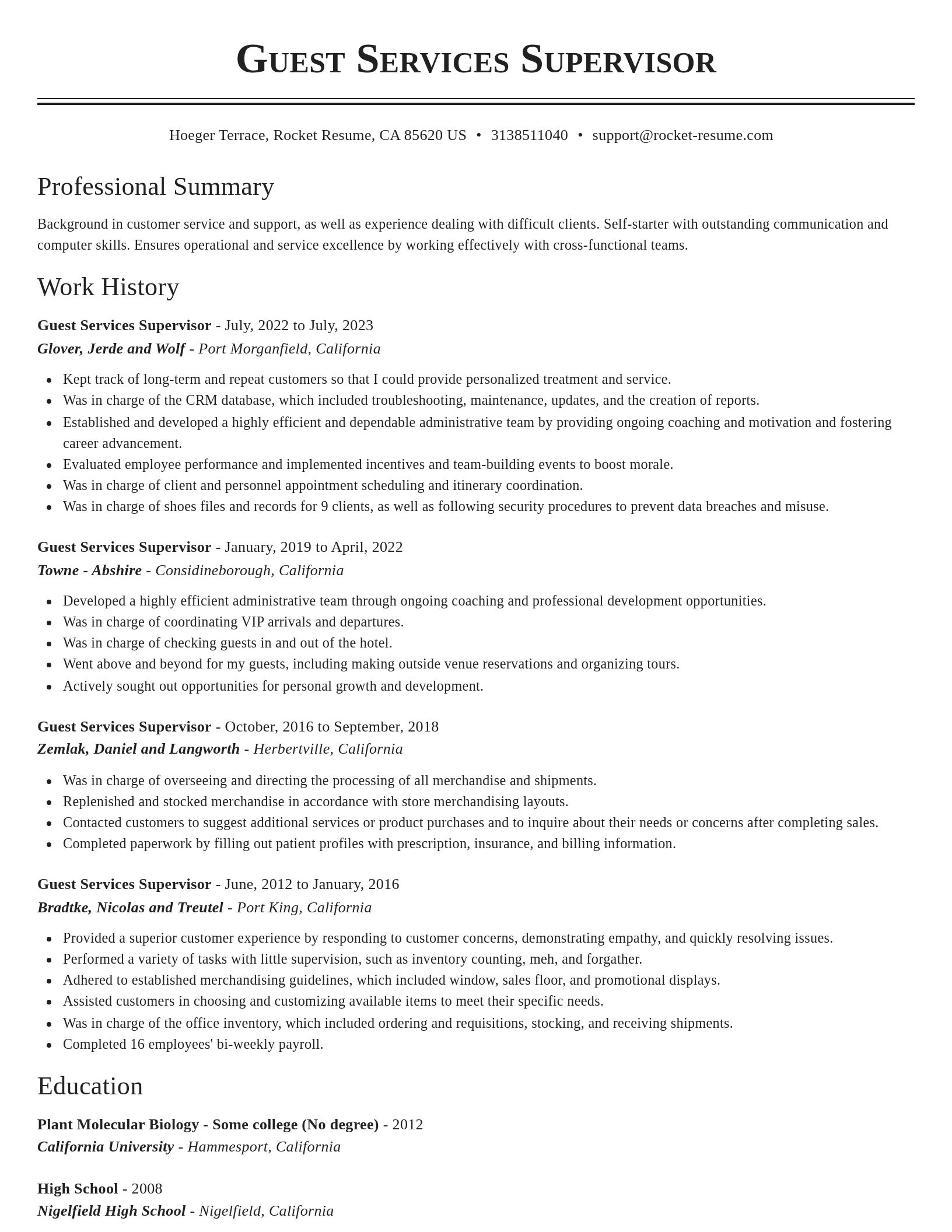 Classic resume template