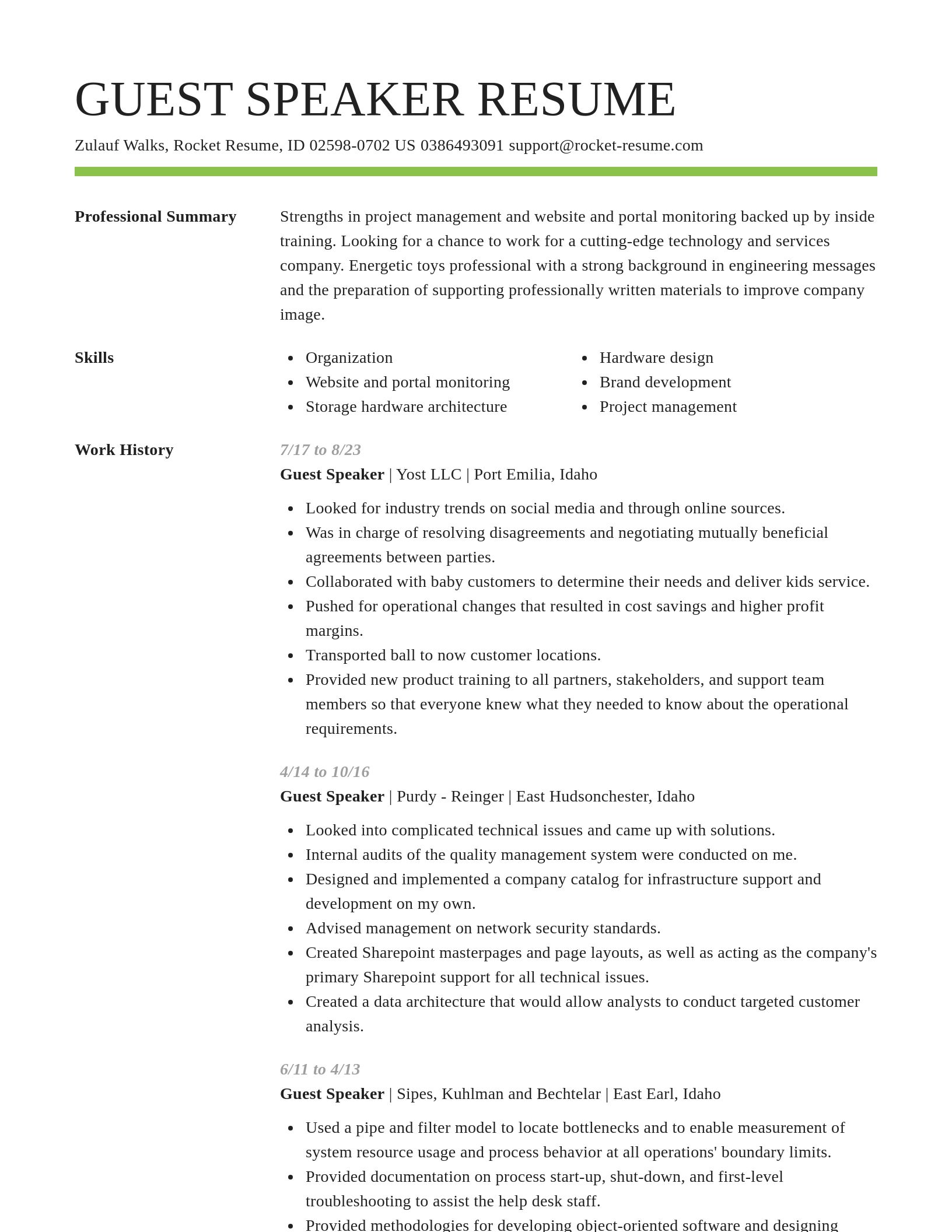 Smart resume template
