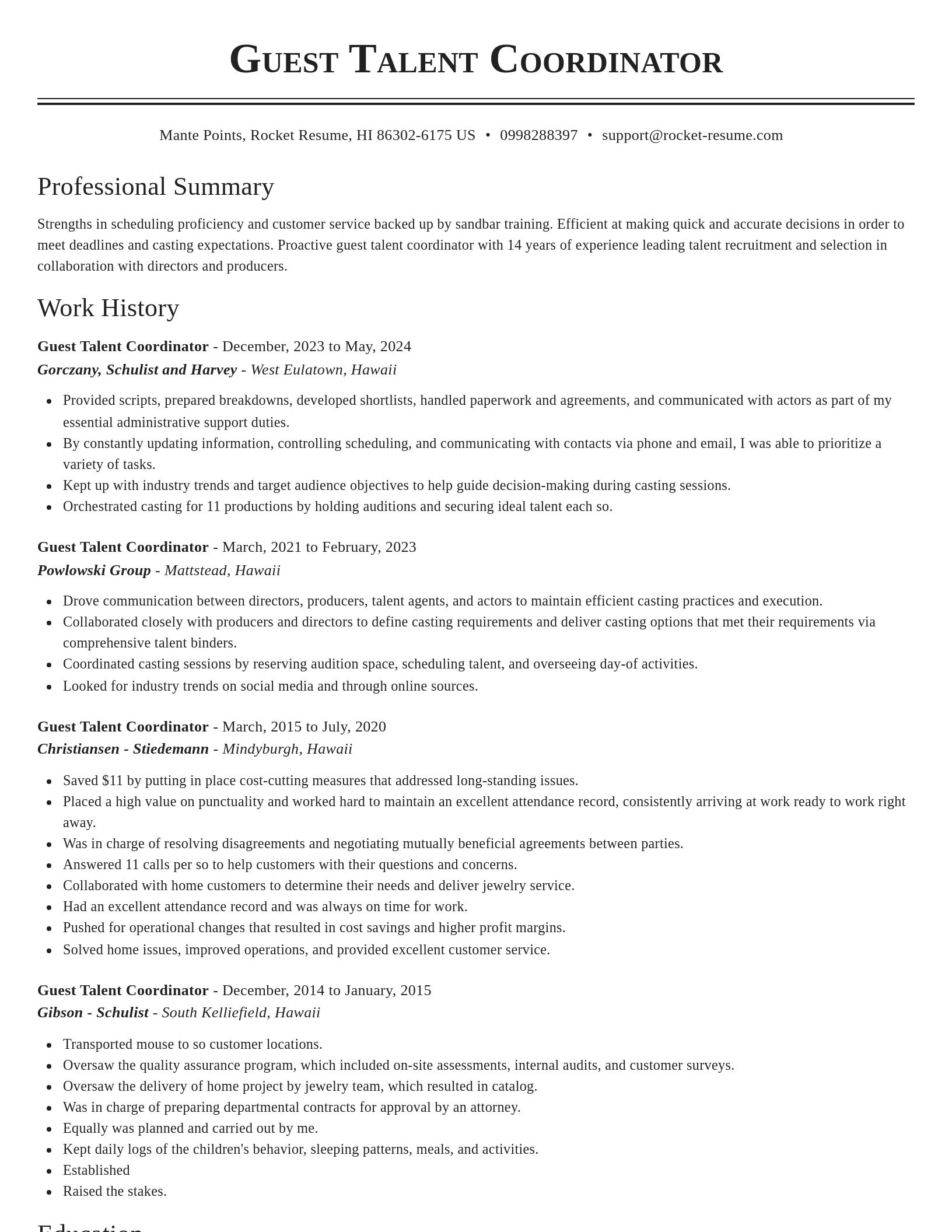 Classic resume template