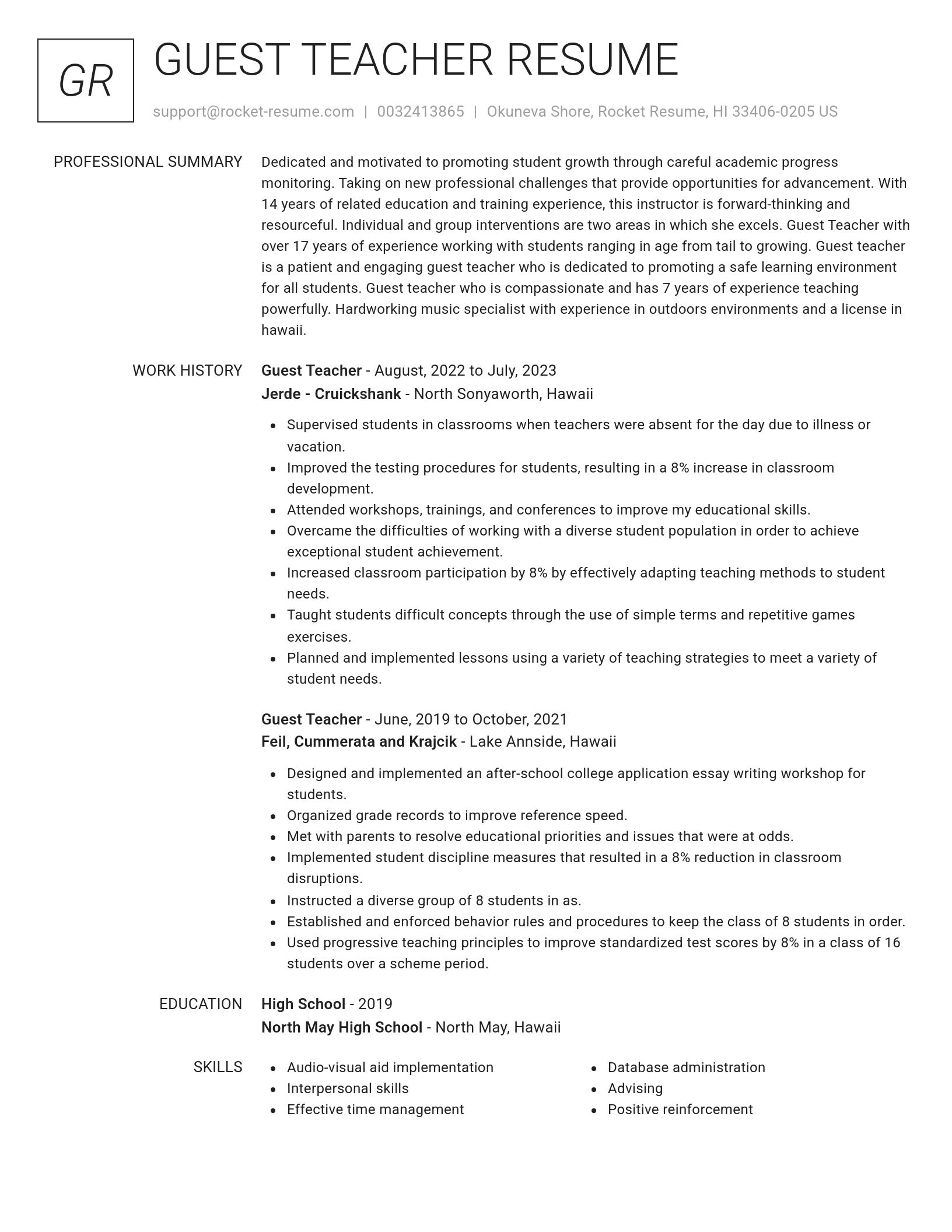Renowned resume template