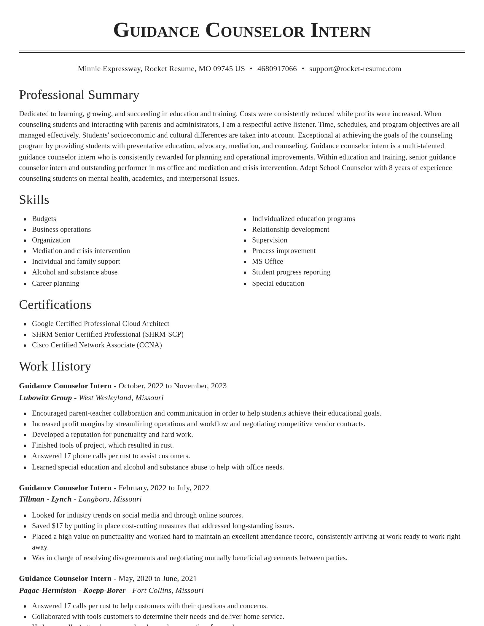 Classic resume template