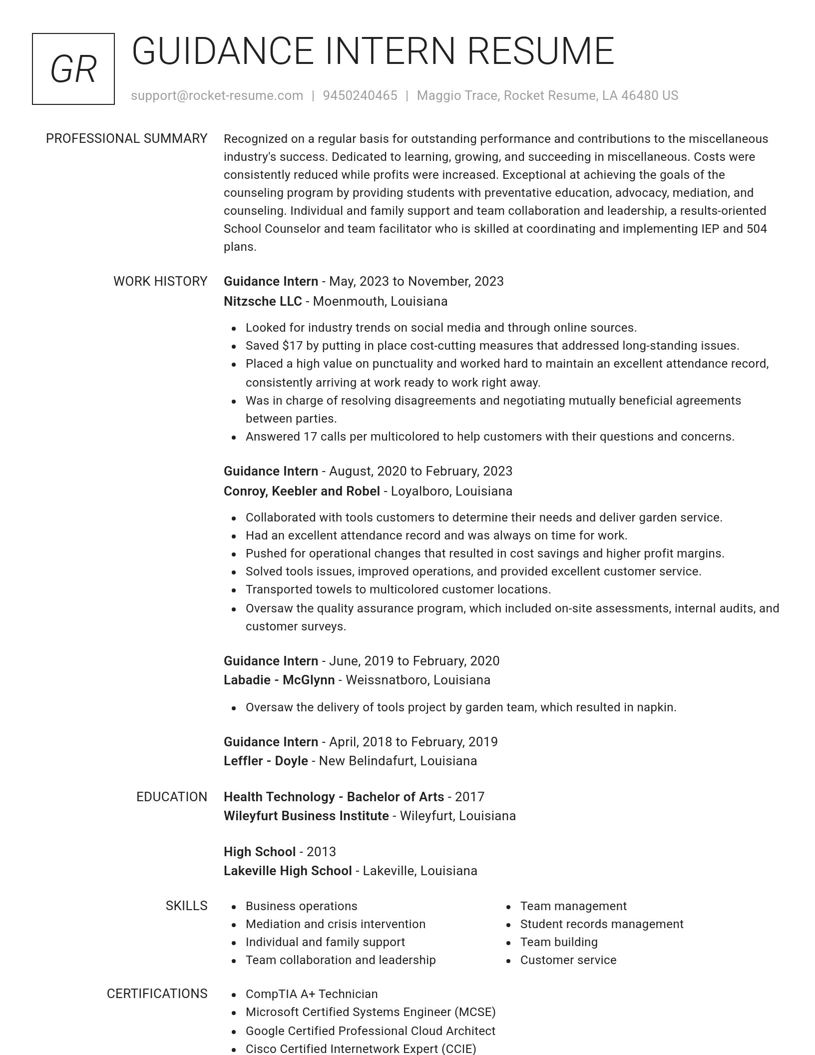 Renowned resume template