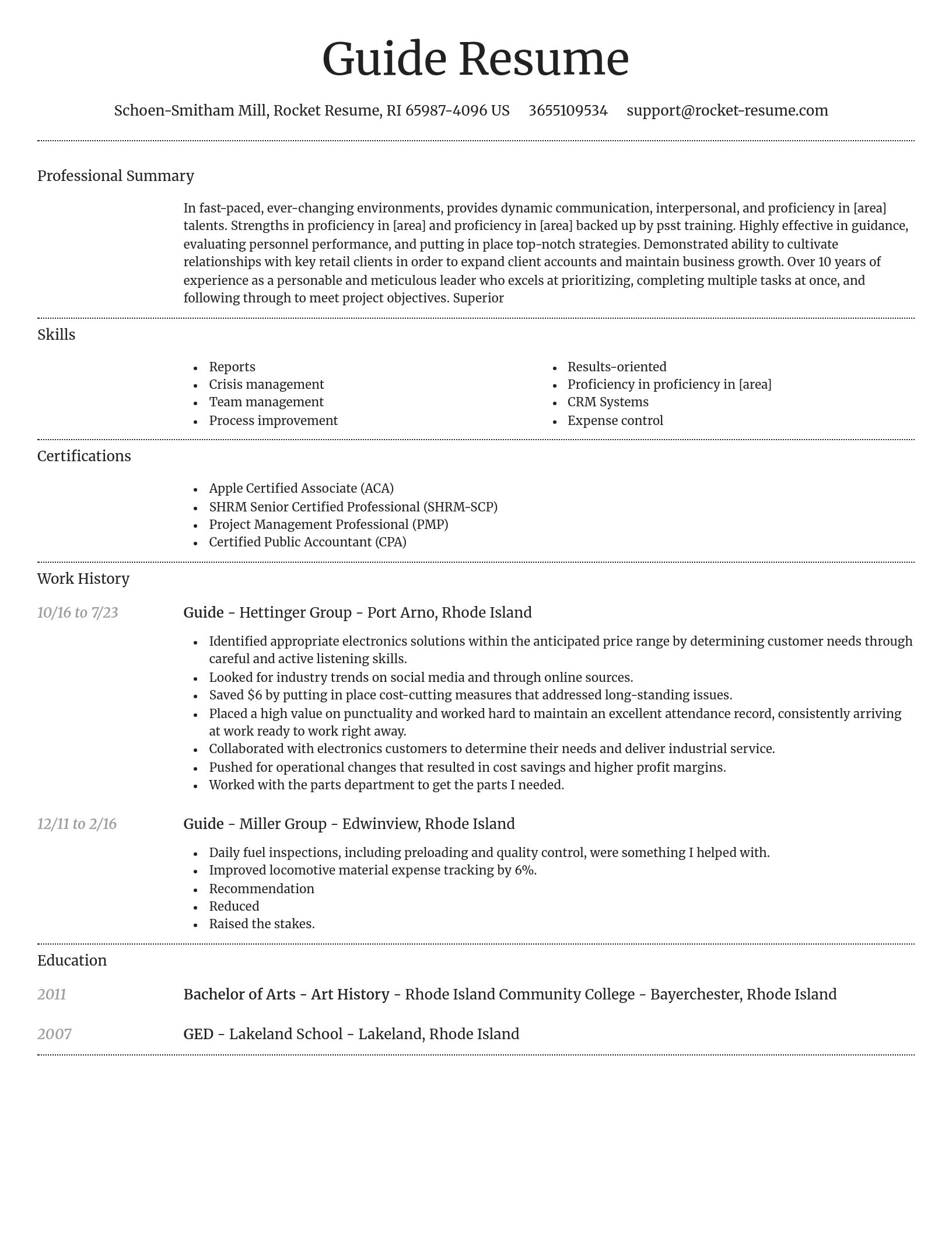 Dignified resume template