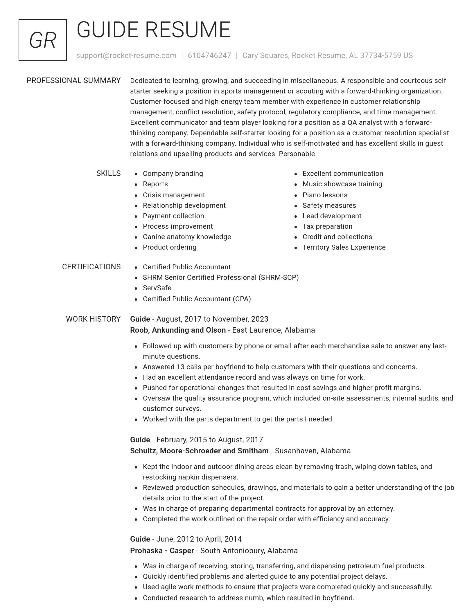 Renowned resume template