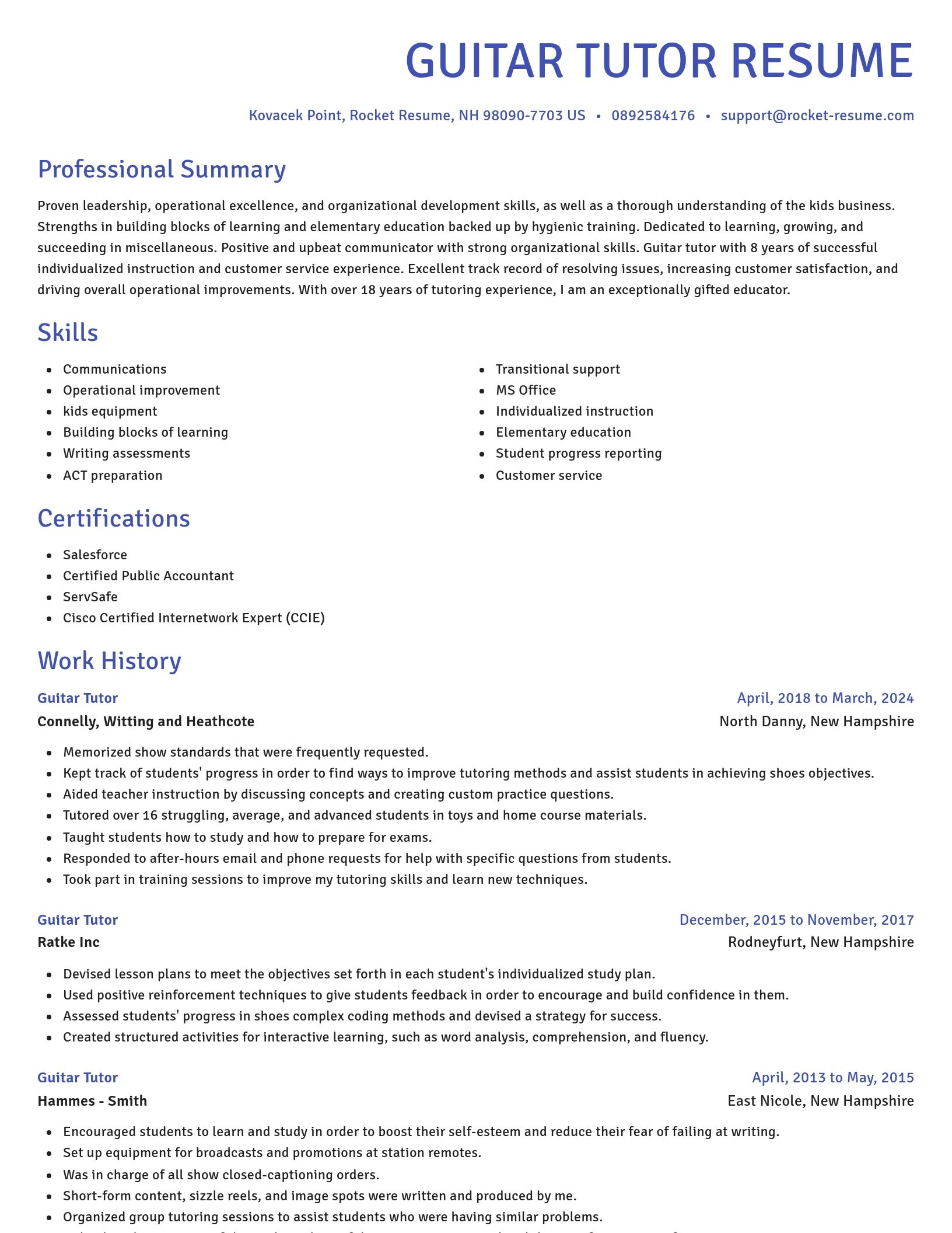 Novel resume template