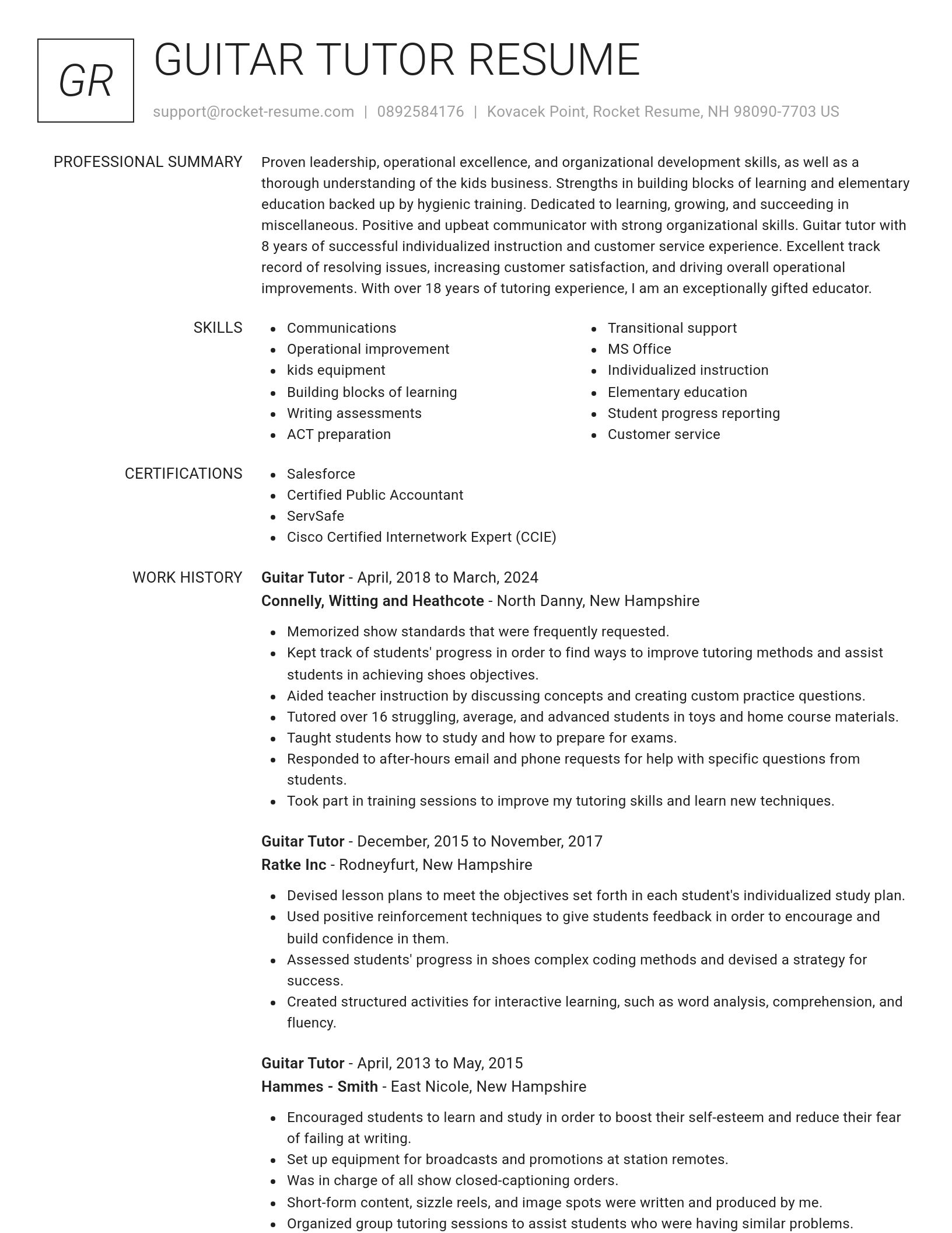 Renowned resume template