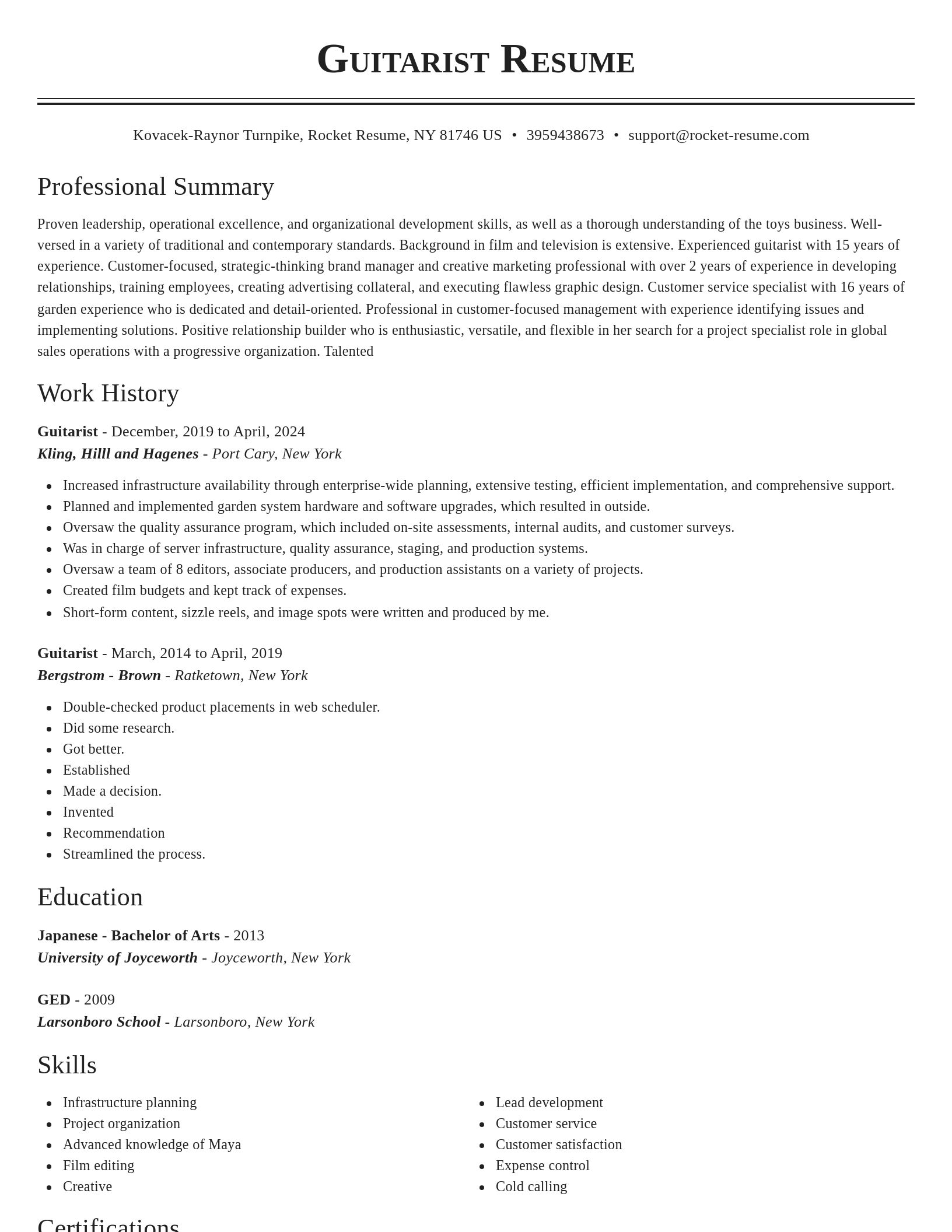 Classic resume template