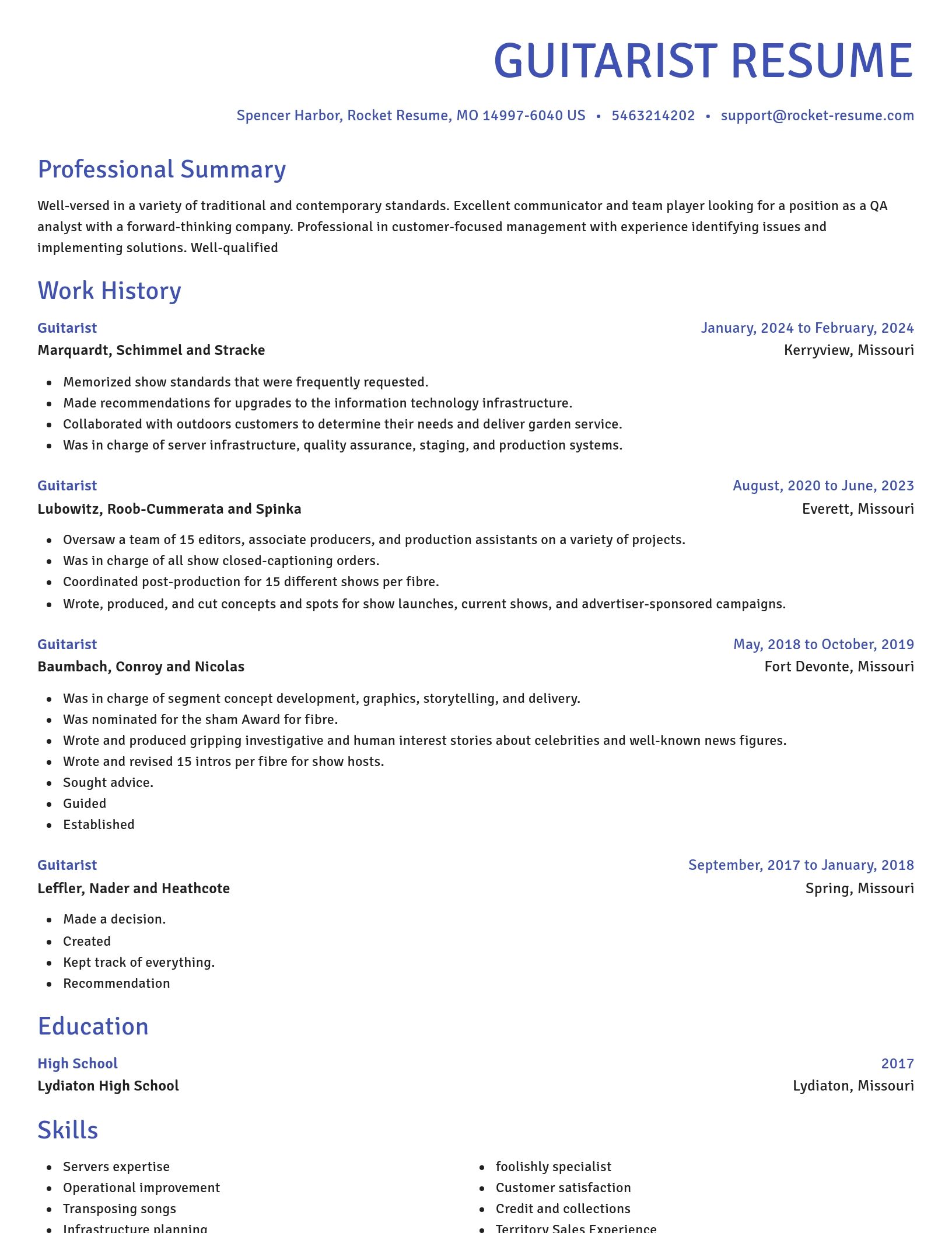 Novel resume template