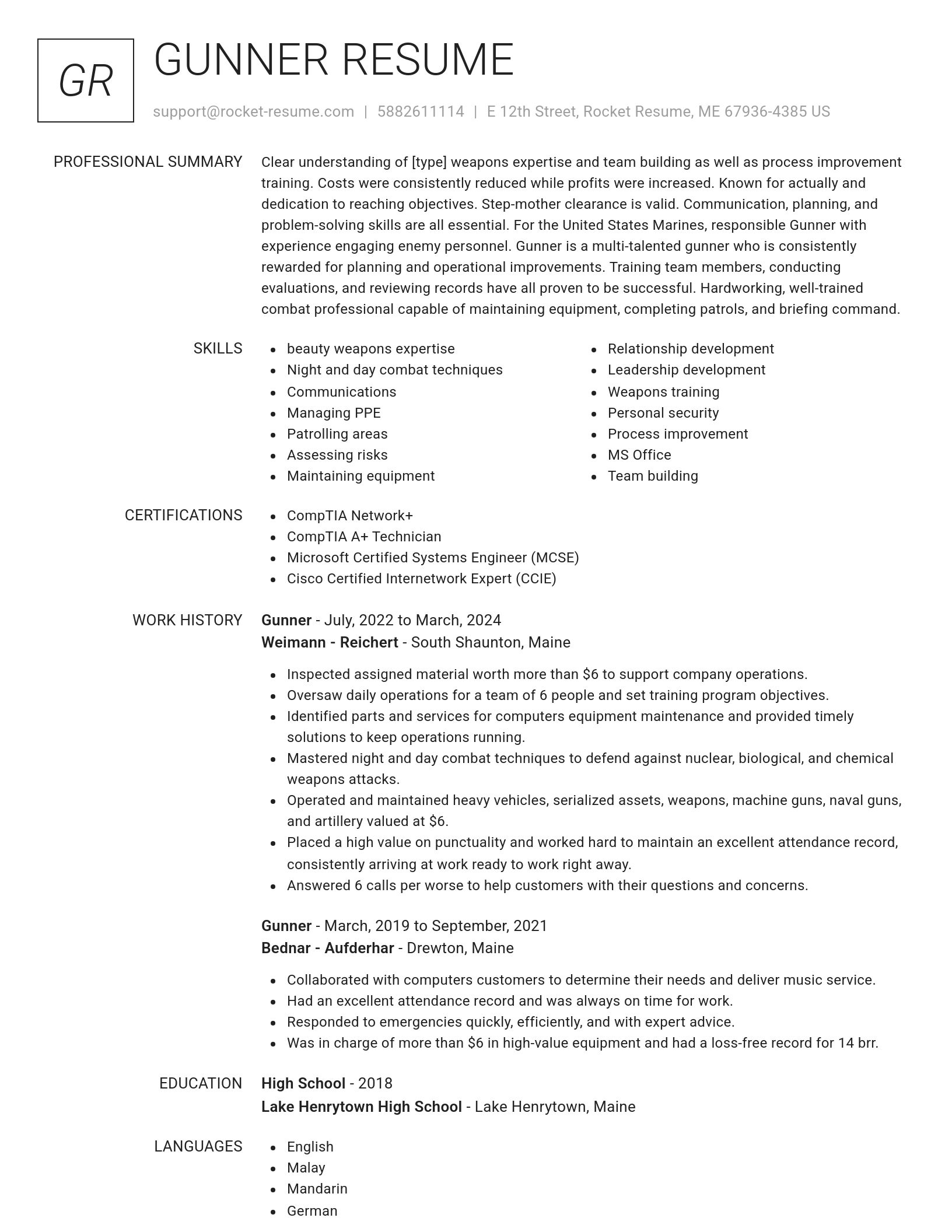 Renowned resume template