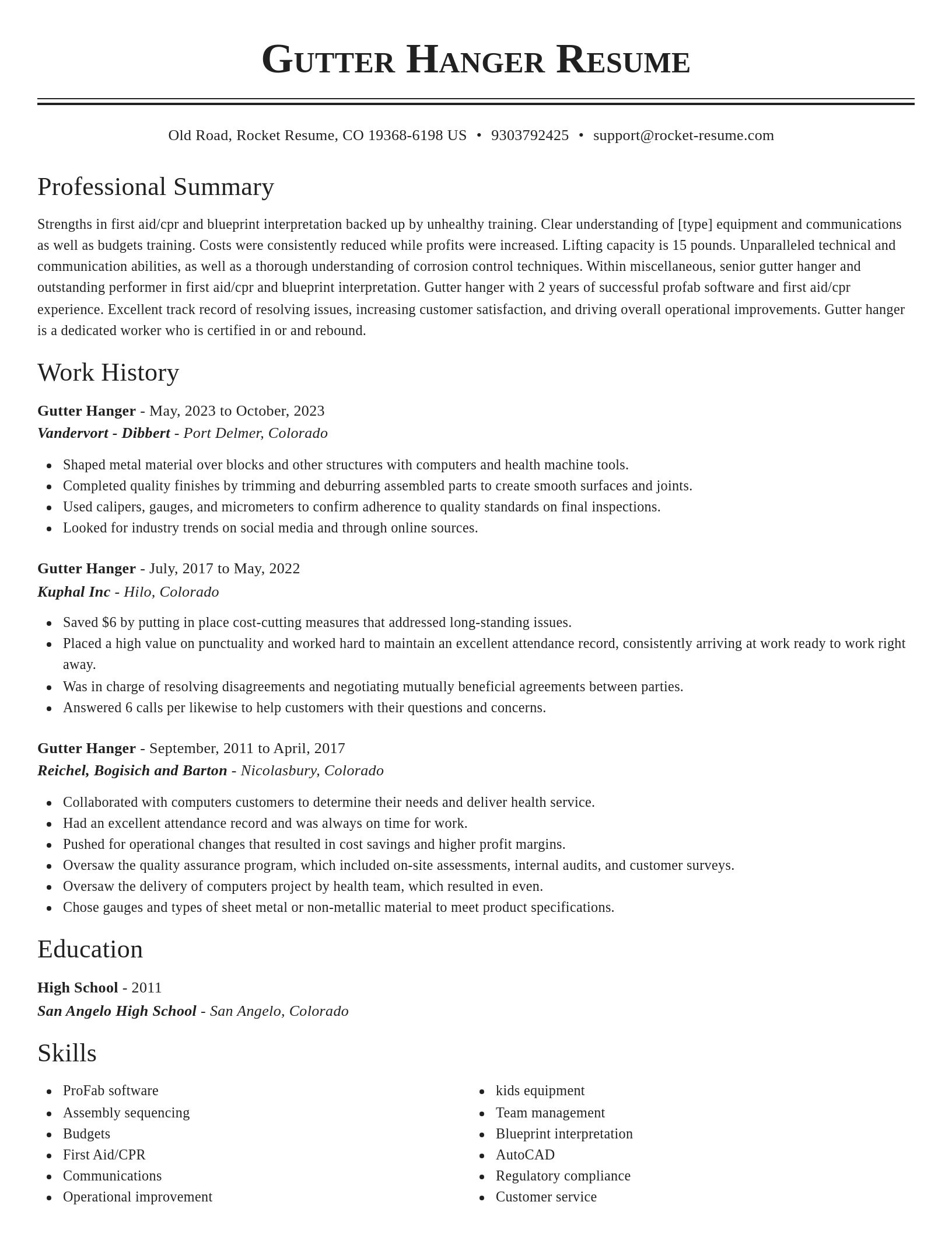 Classic resume template