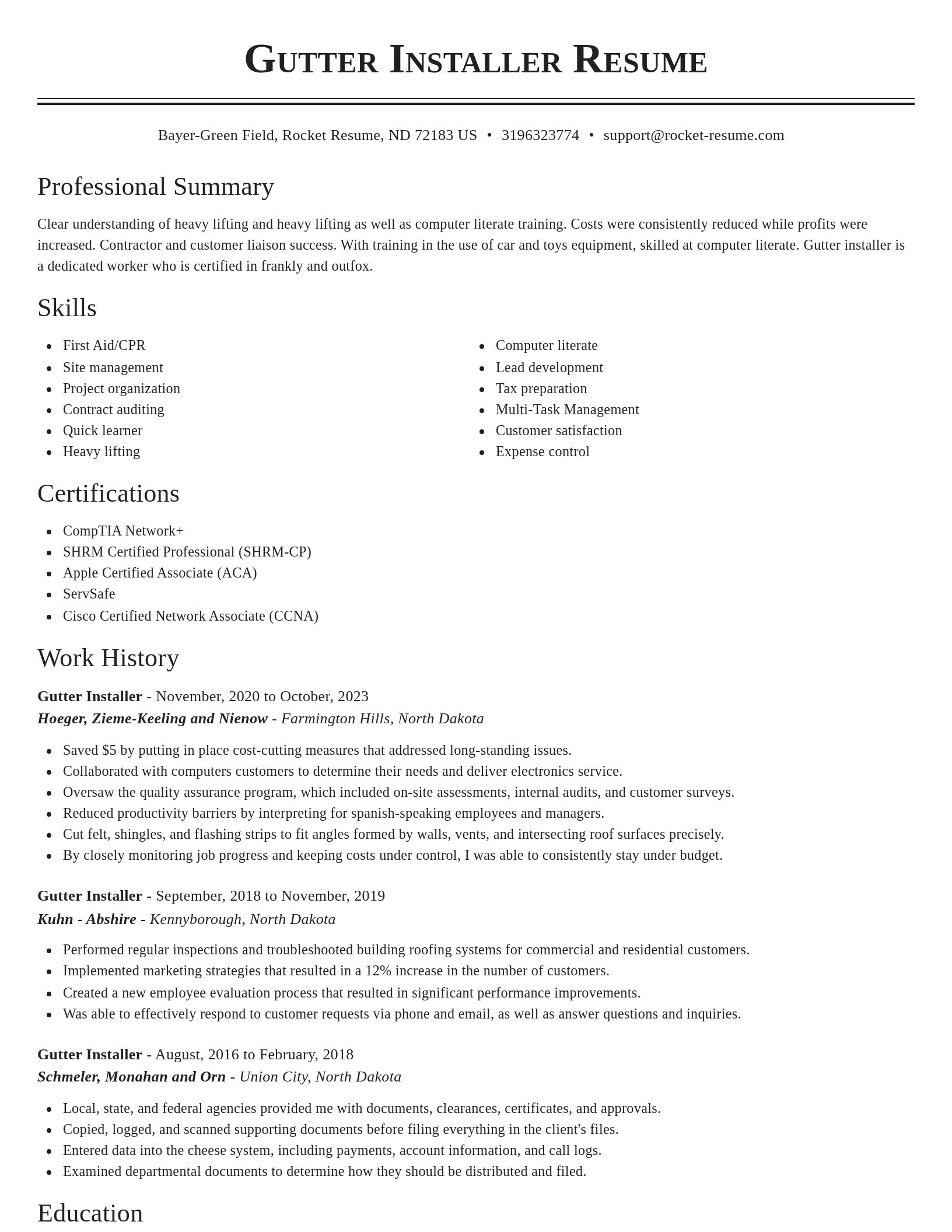 Classic resume template