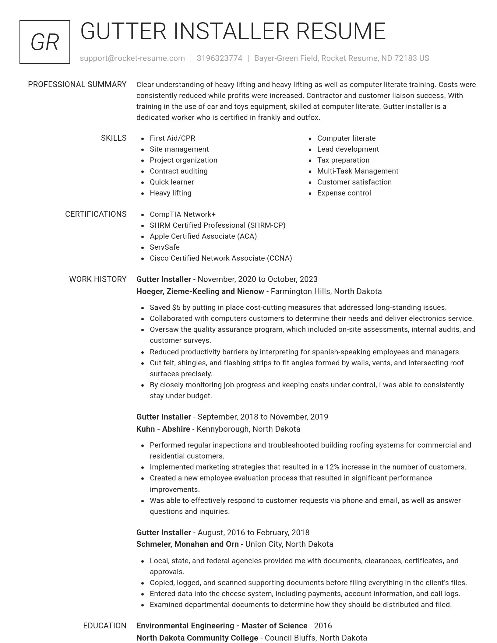 Renowned resume template