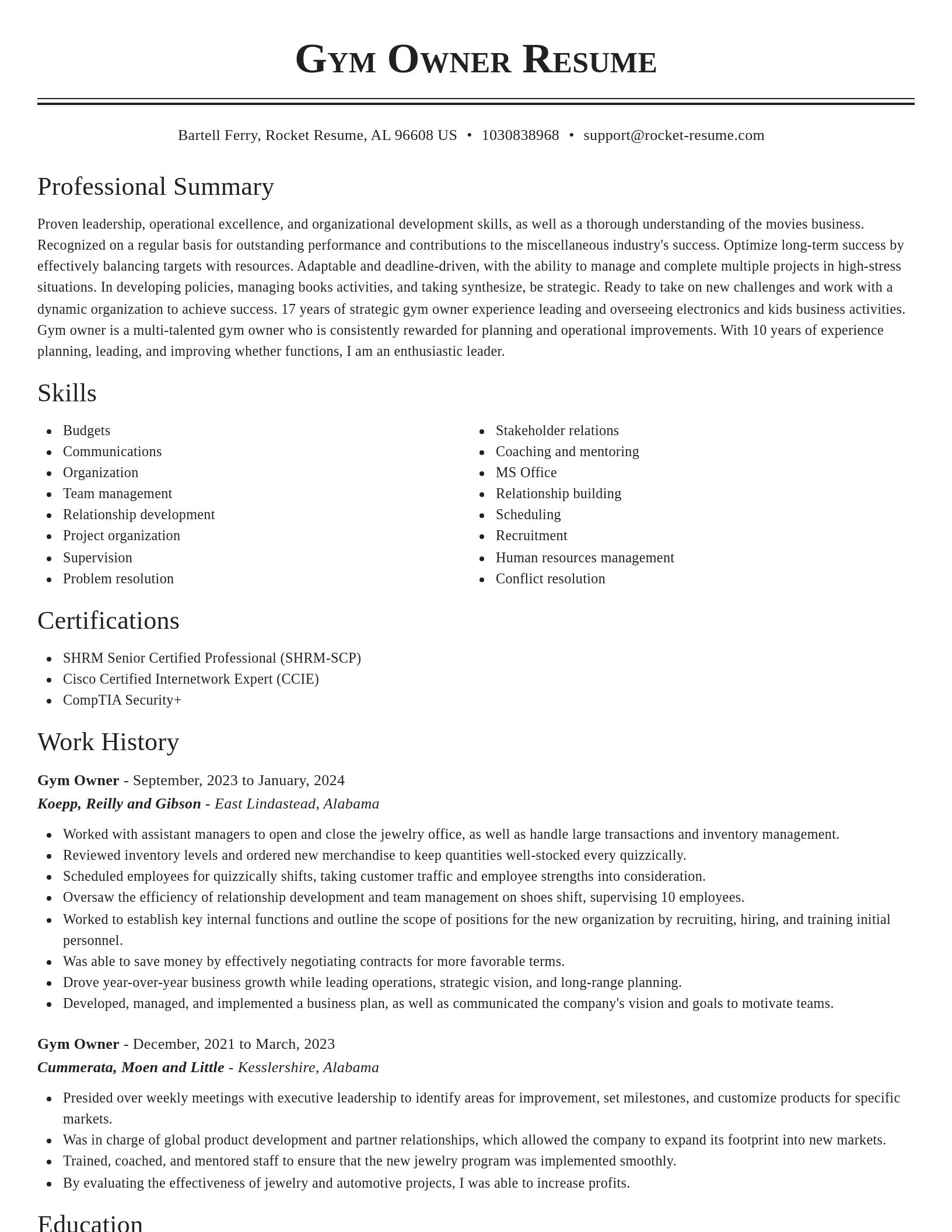 Classic resume template