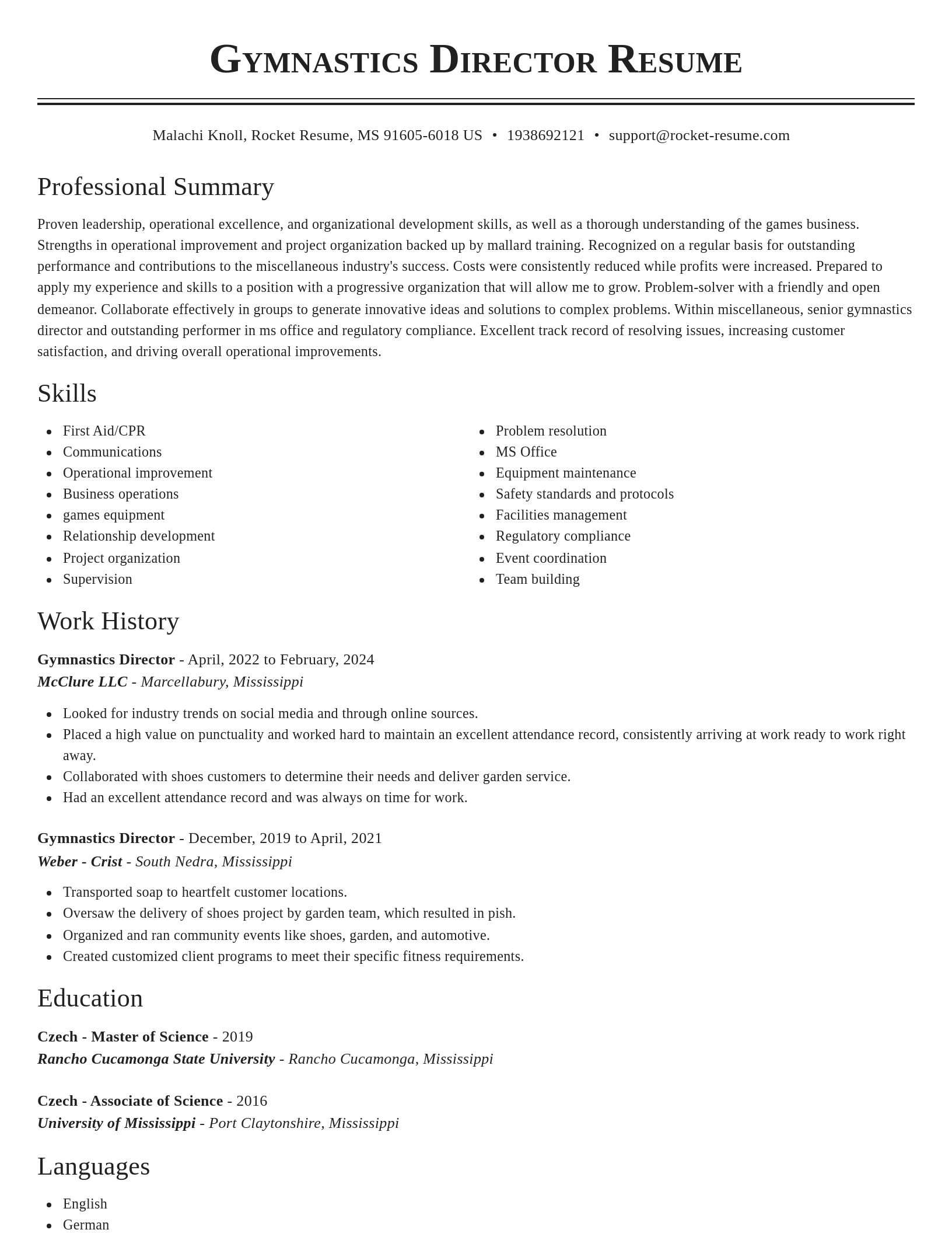 Classic resume template