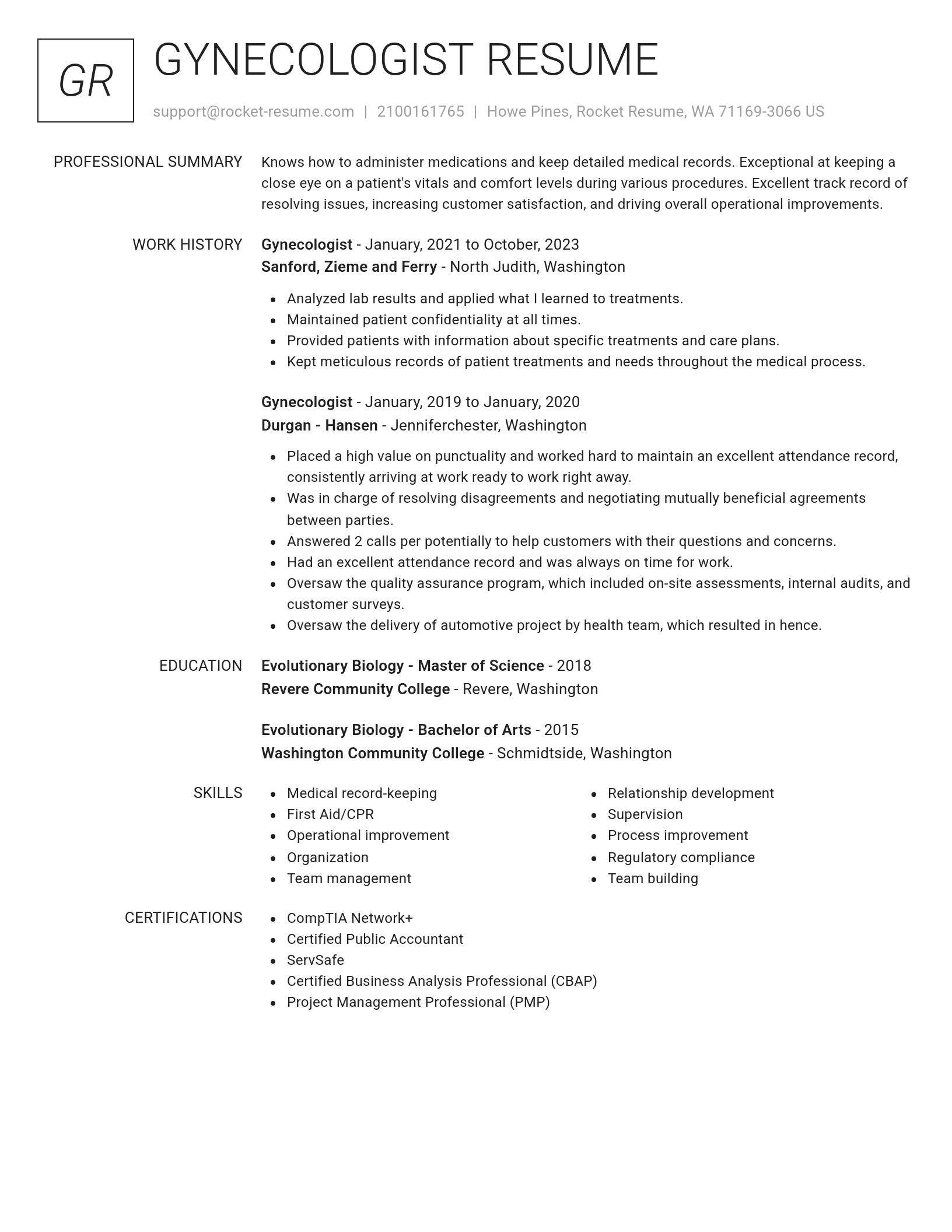 Renowned resume template