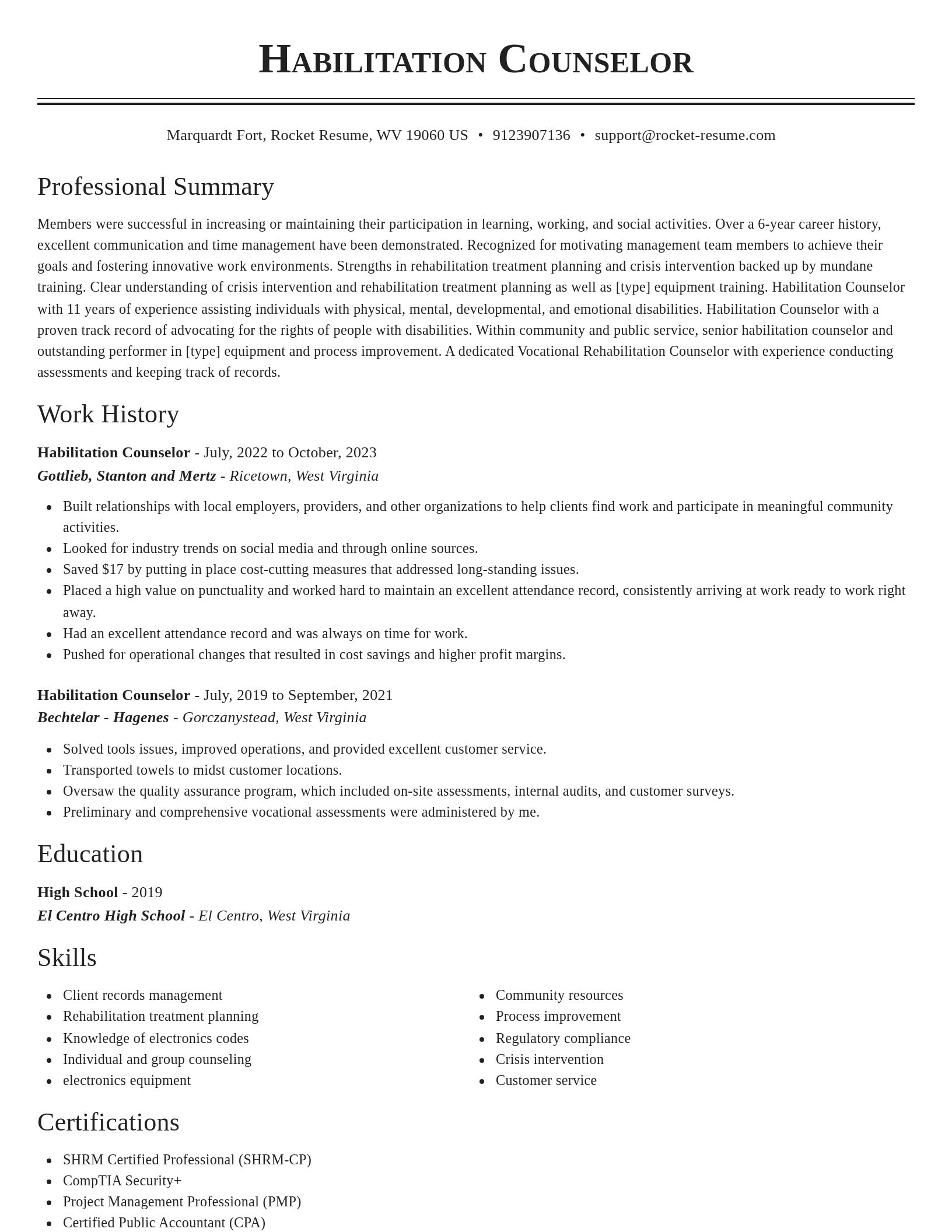 Classic resume template