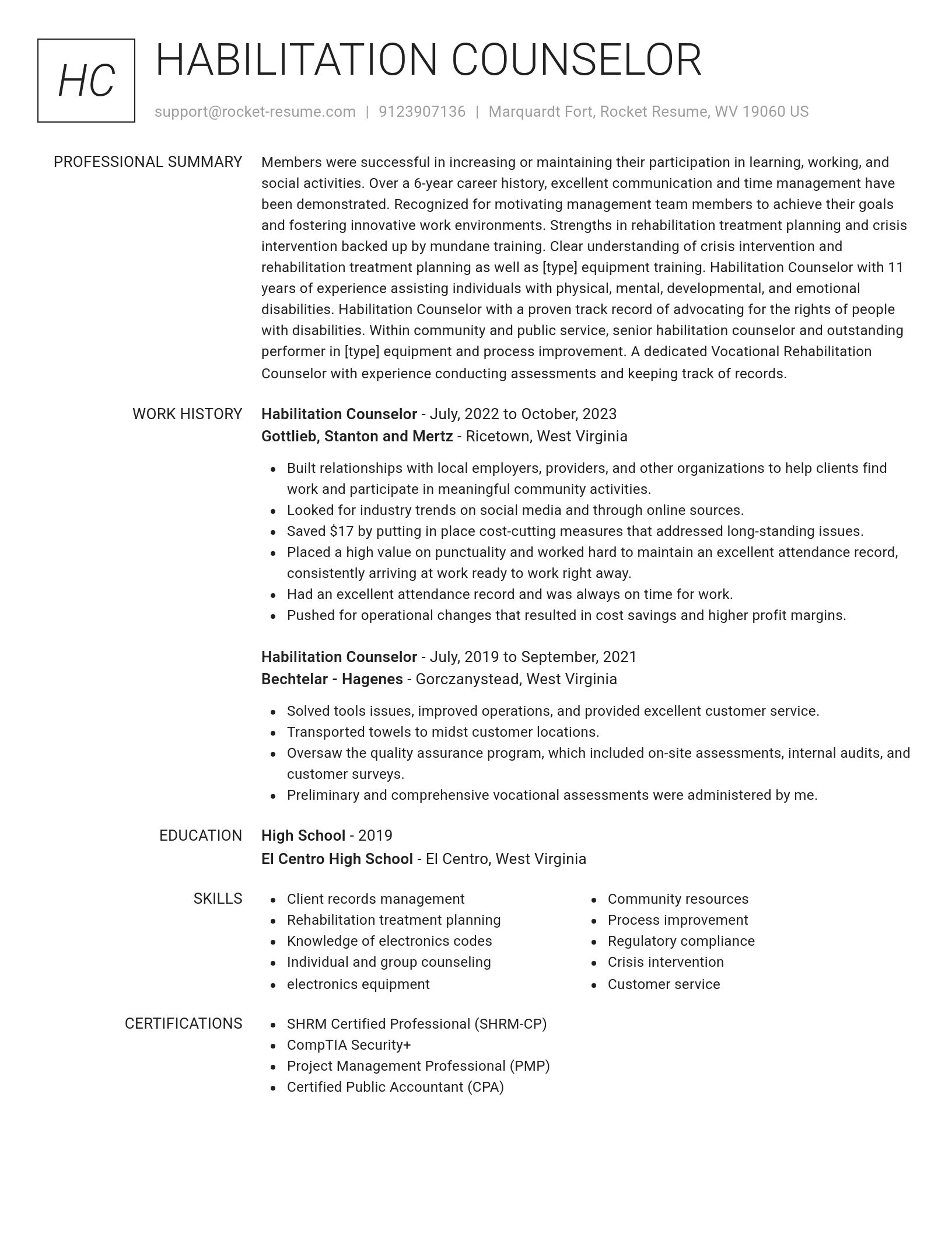 Renowned resume template