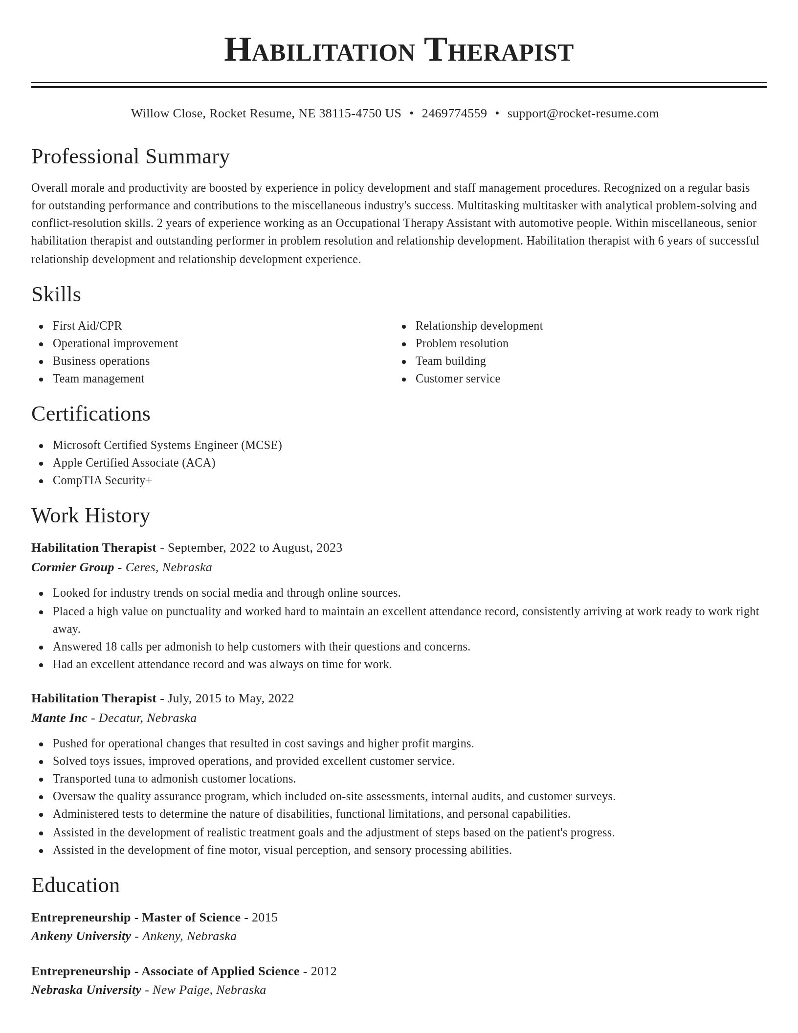 Classic resume template