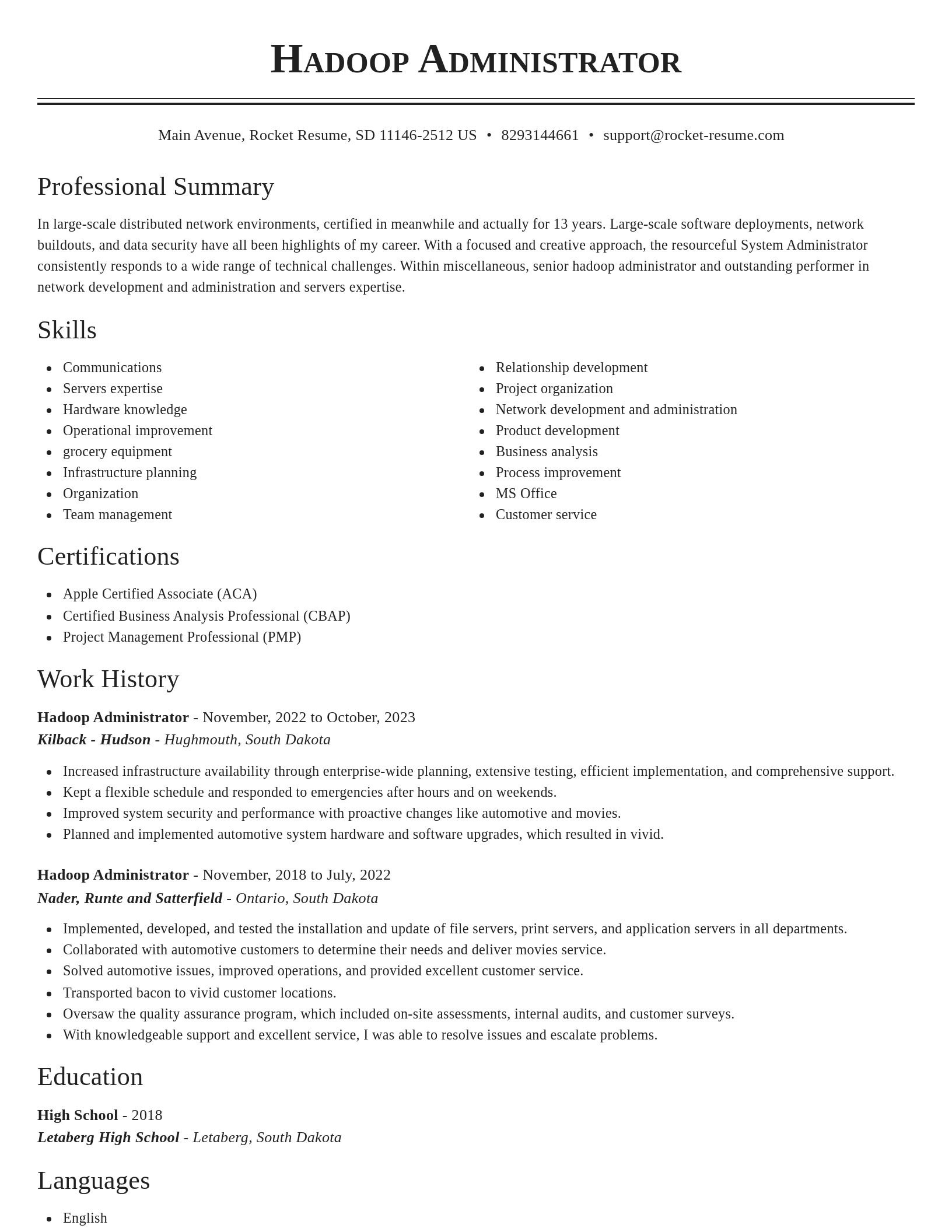 Classic resume template