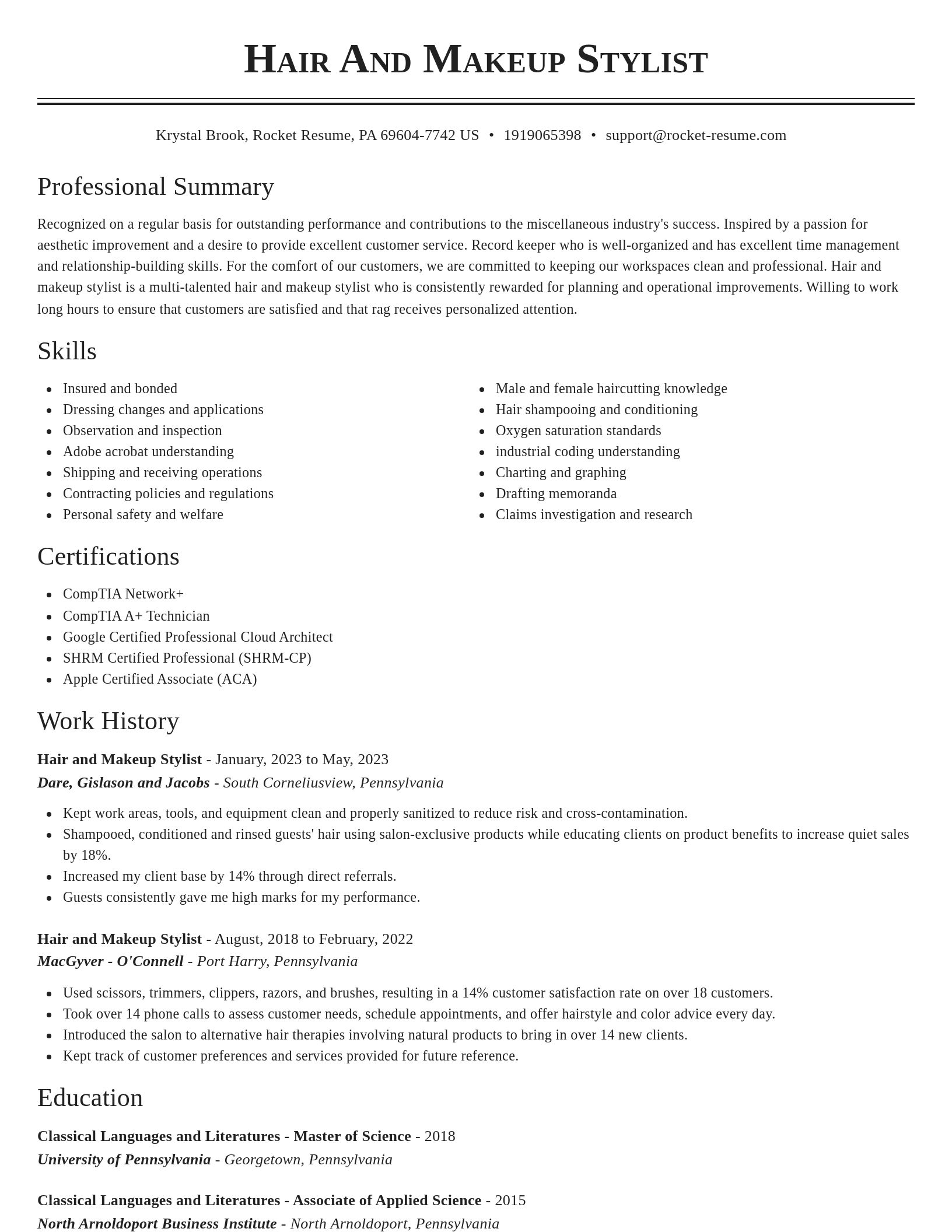 Classic resume template