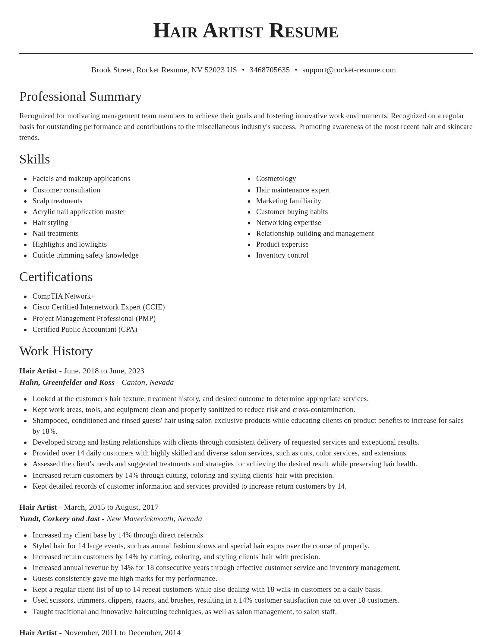 Classic resume template