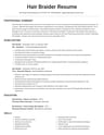 Hair Braider resume template