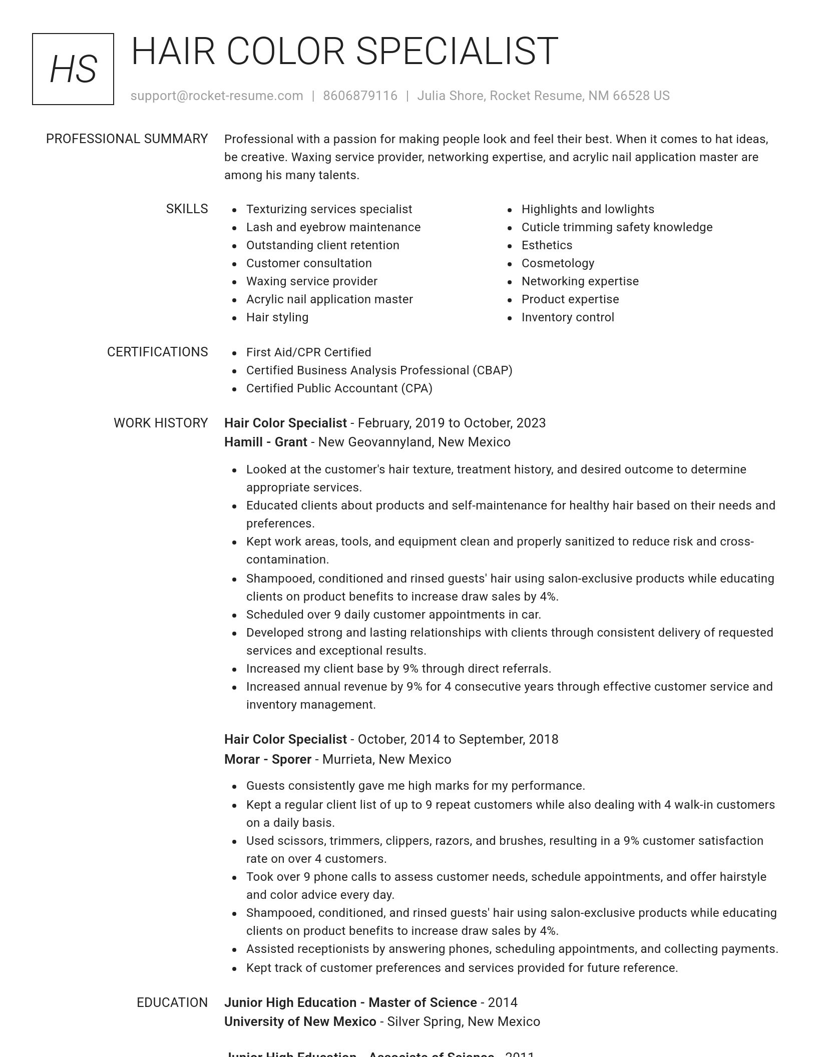 Renowned resume template