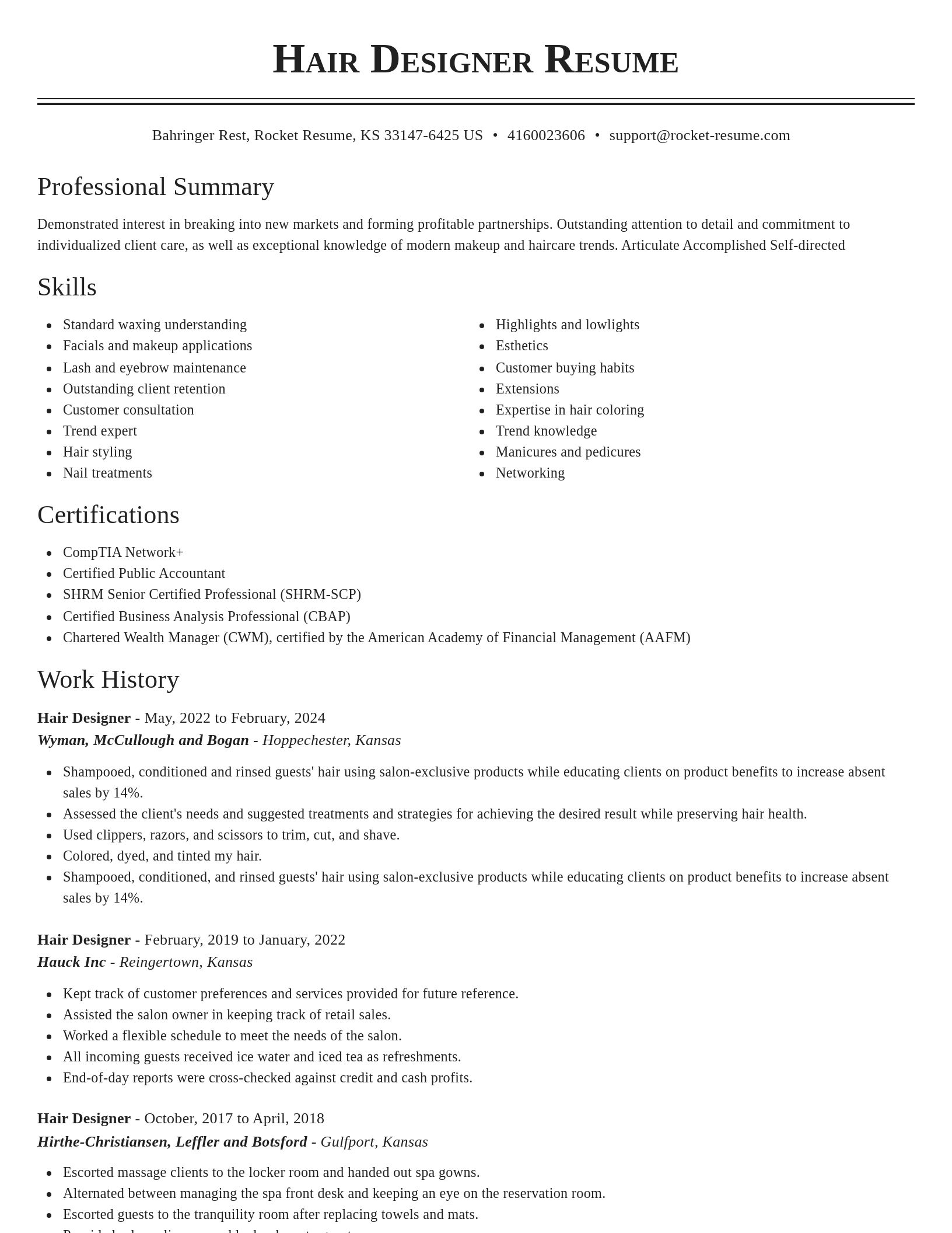 Classic resume template