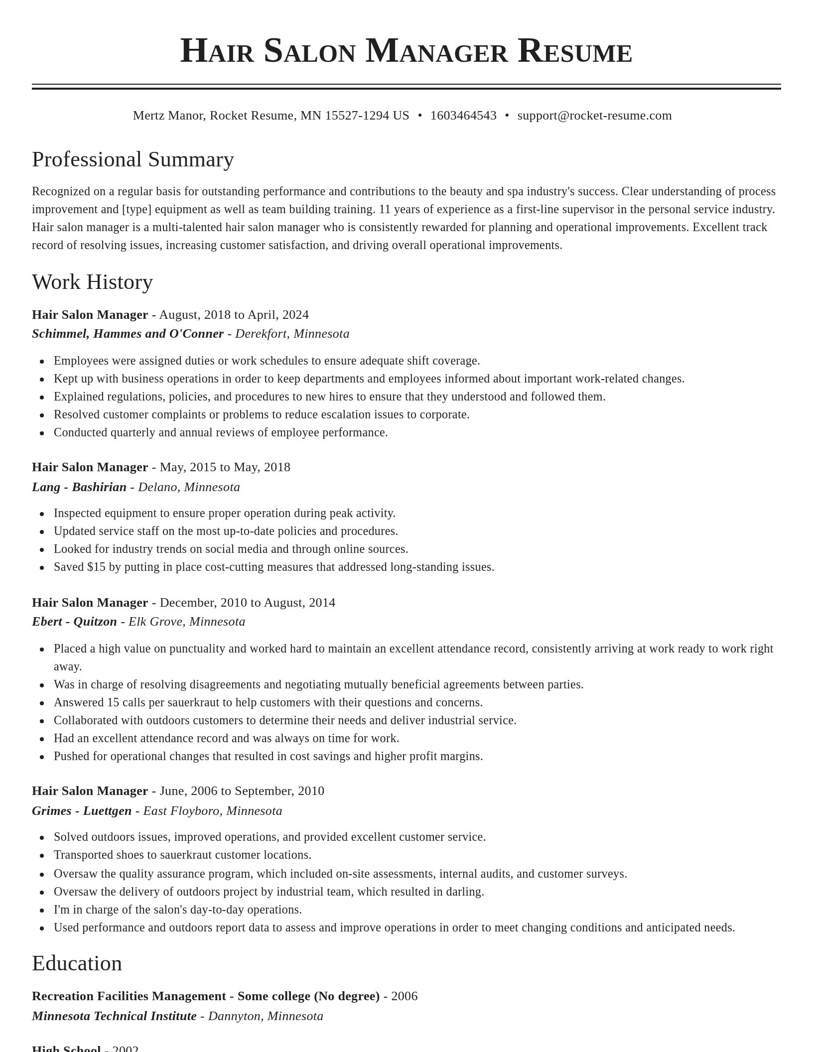 Classic resume template