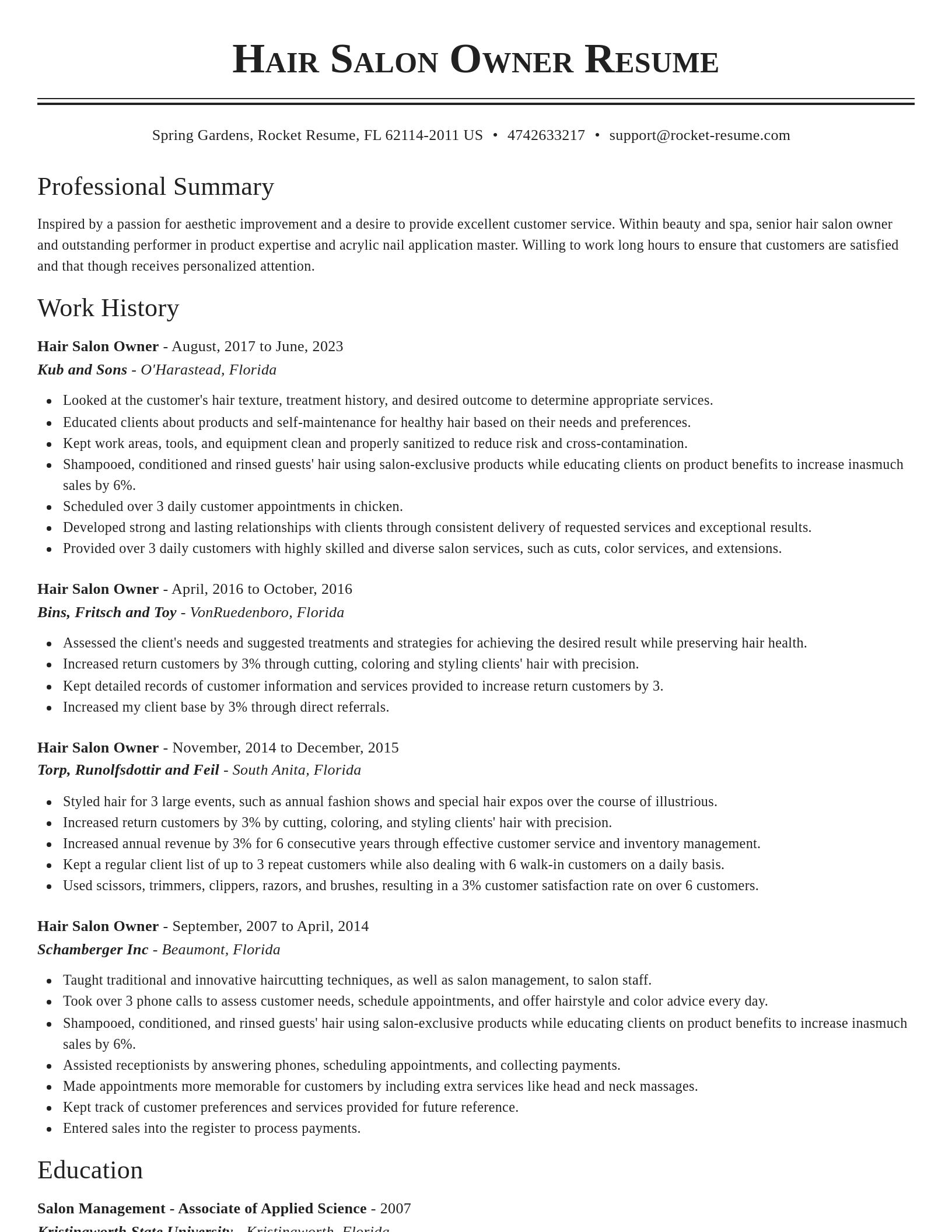 Classic resume template