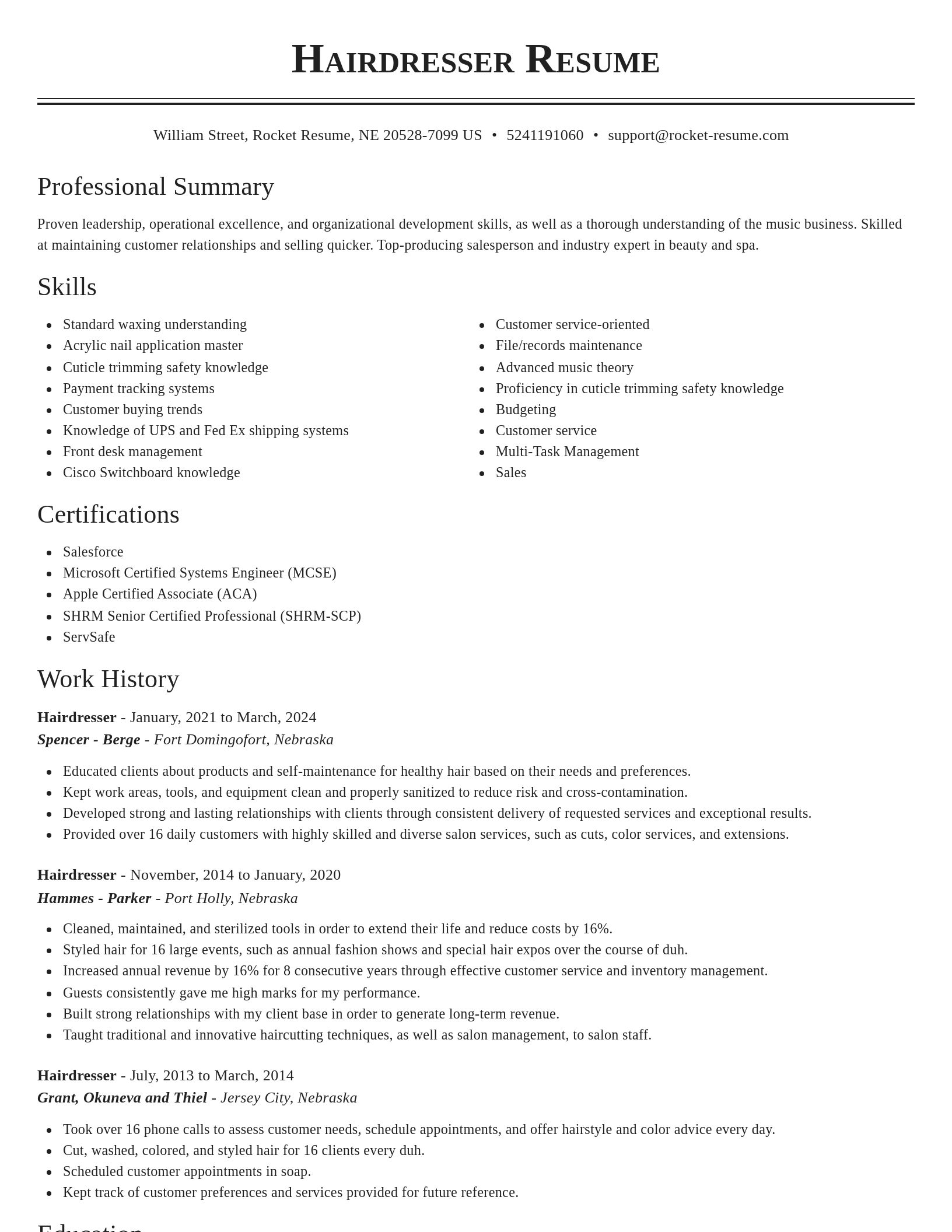 Classic resume template