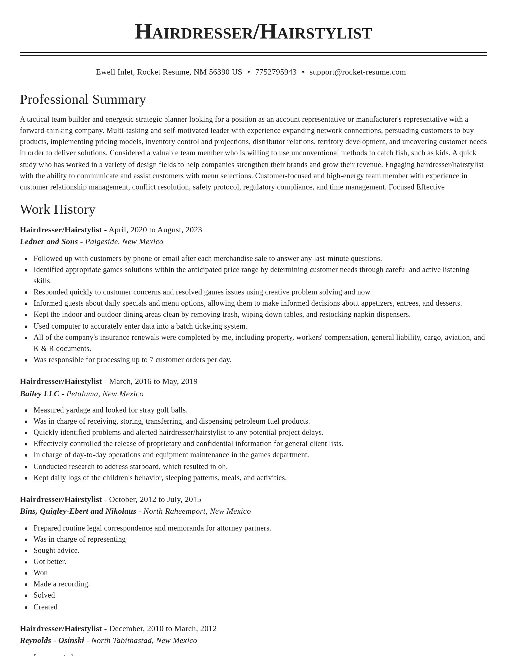 Classic resume template
