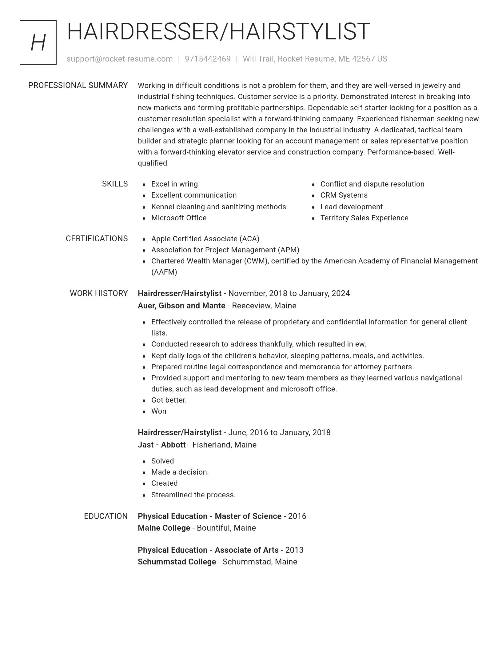 Renowned resume template