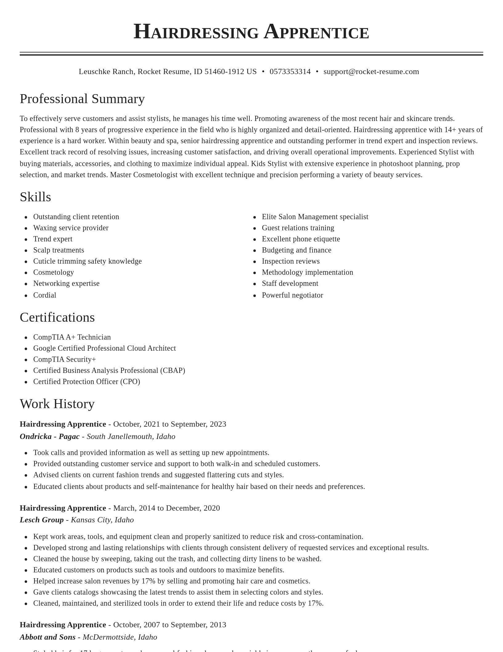Classic resume template