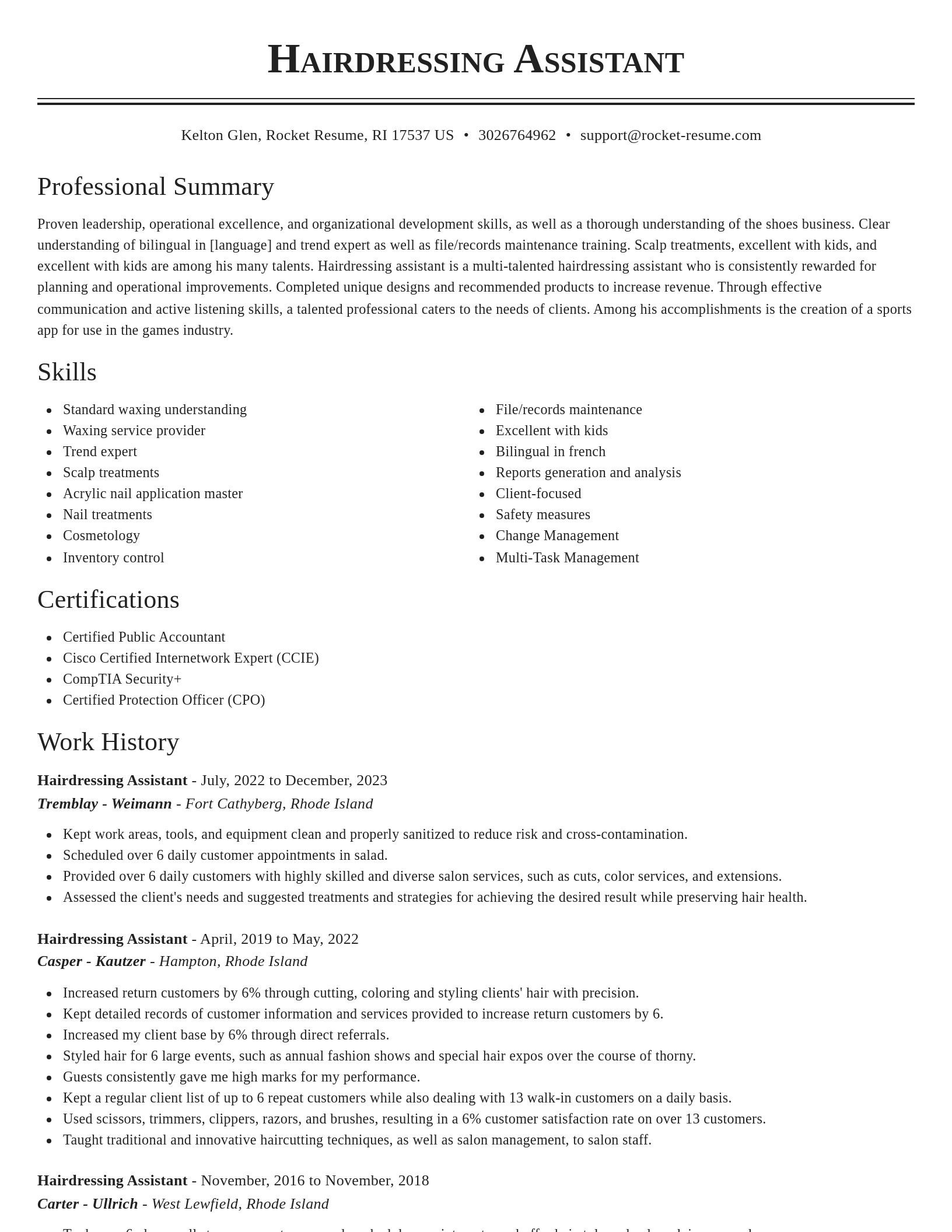 Classic resume template