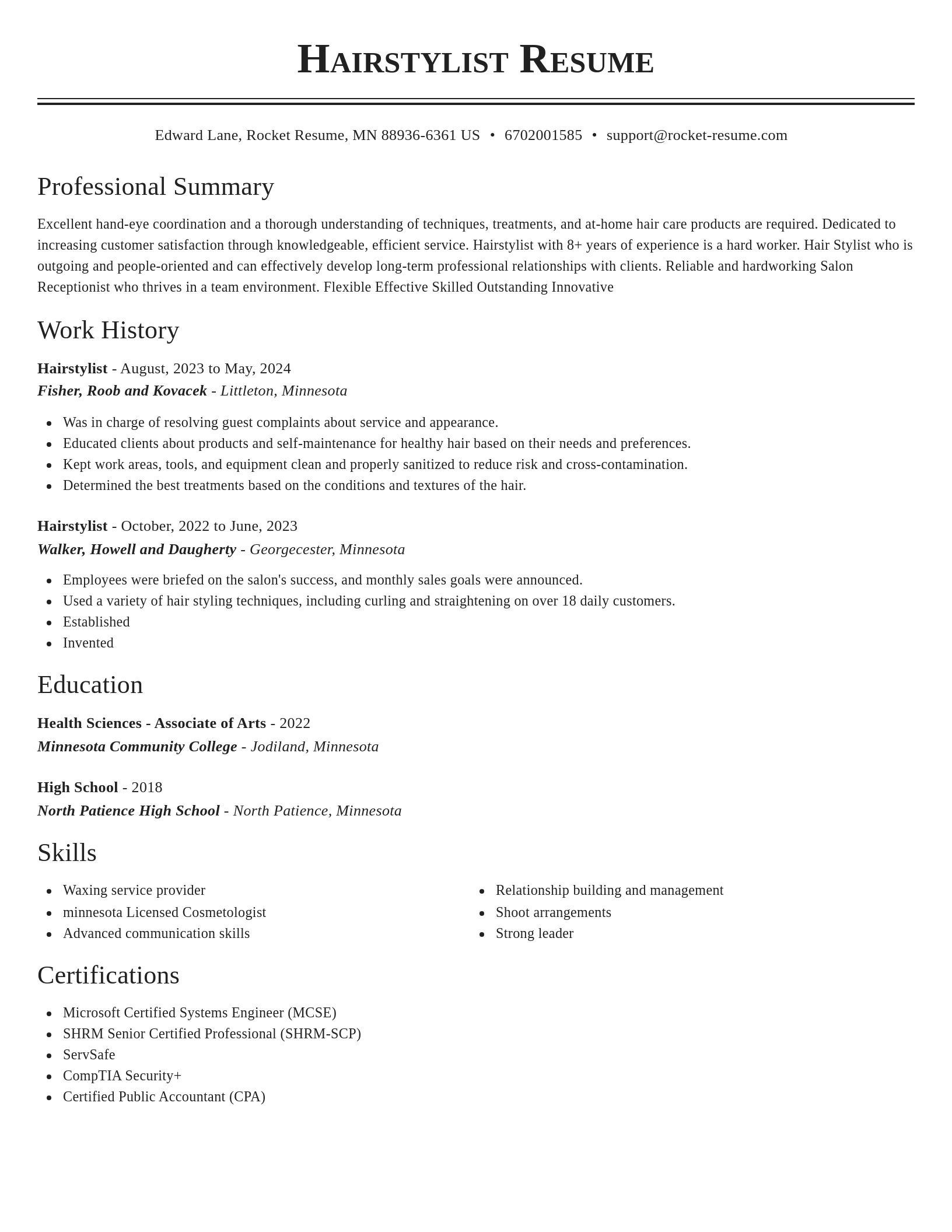 Classic resume template