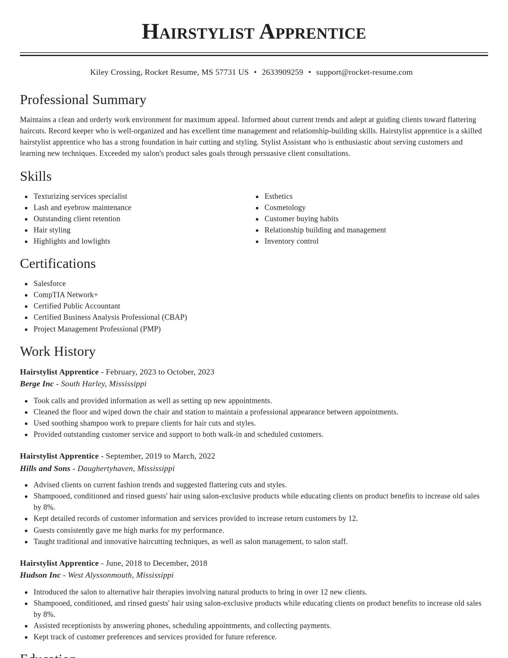 Classic resume template
