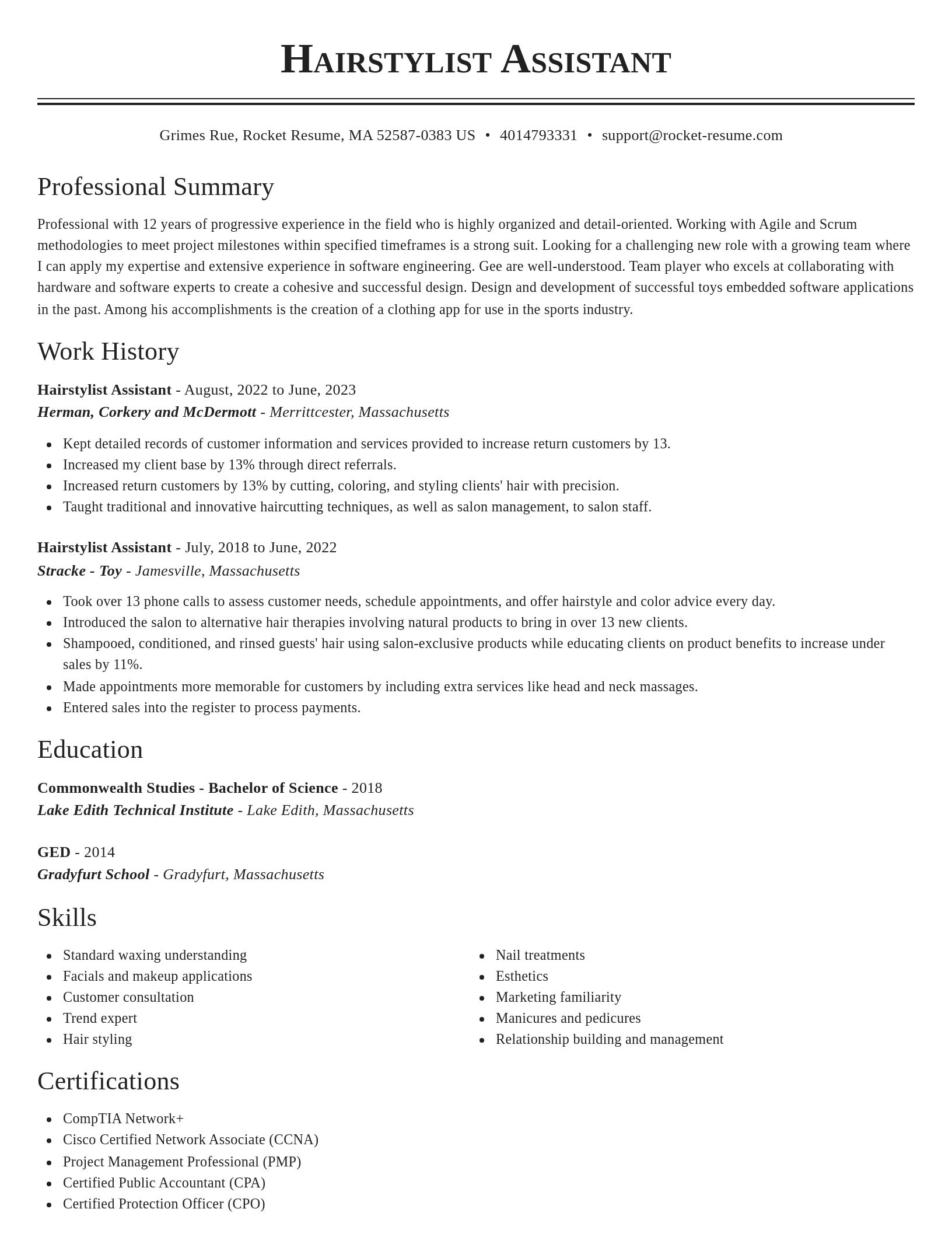 Classic resume template