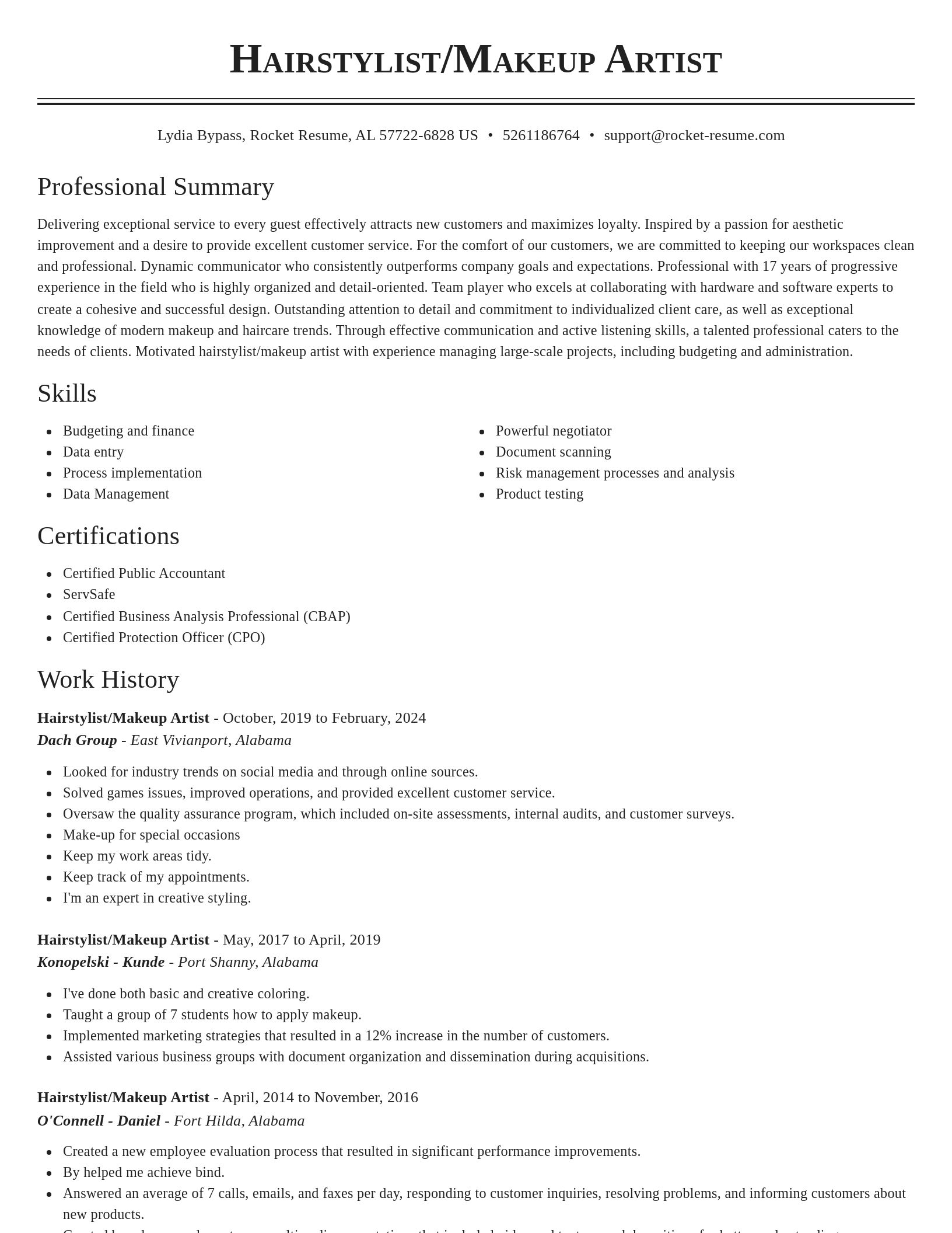 Classic resume template